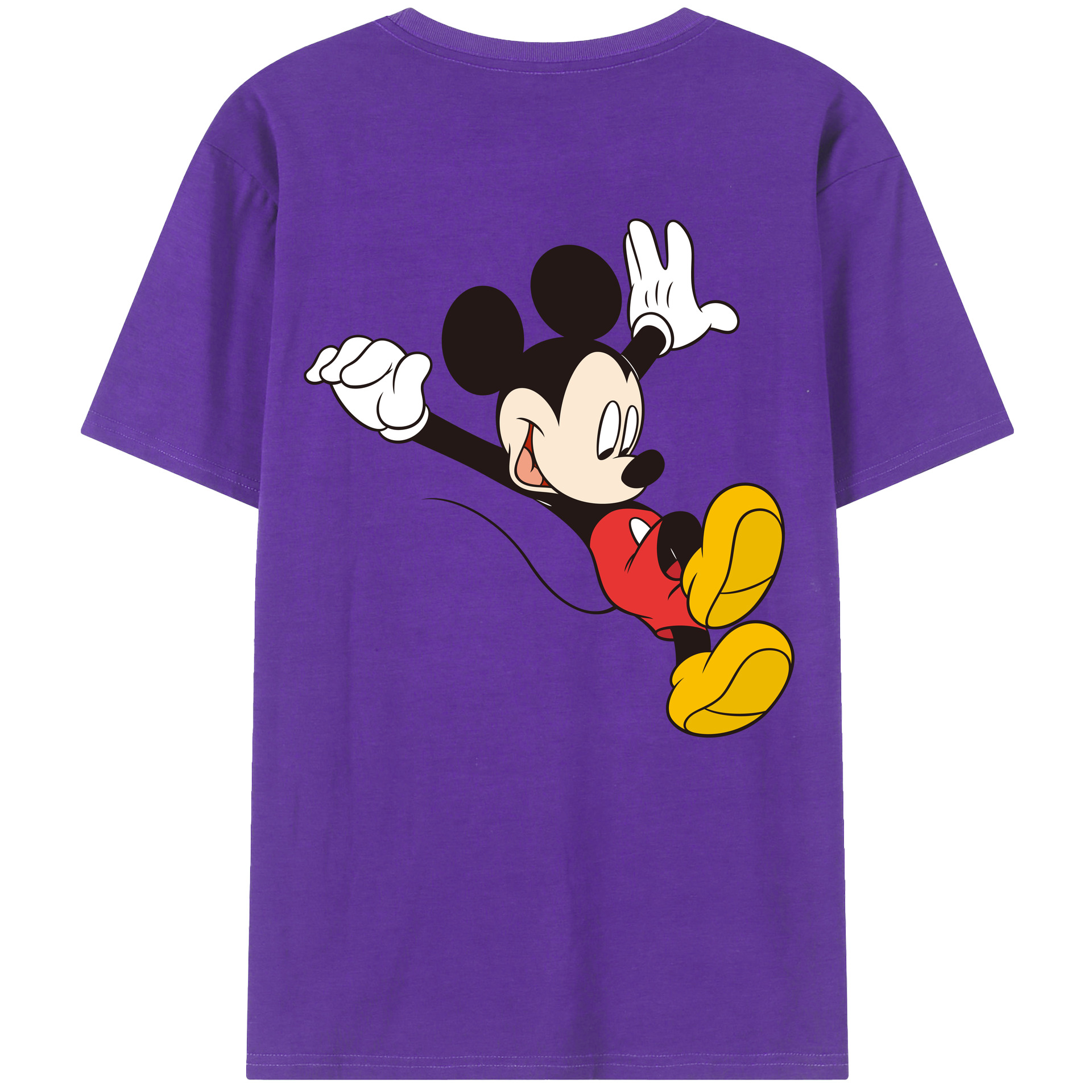 ミッキーマウス Mickey Mouse 綿100％ メンズ半袖Tシャツ（バックプリント） 通気性
