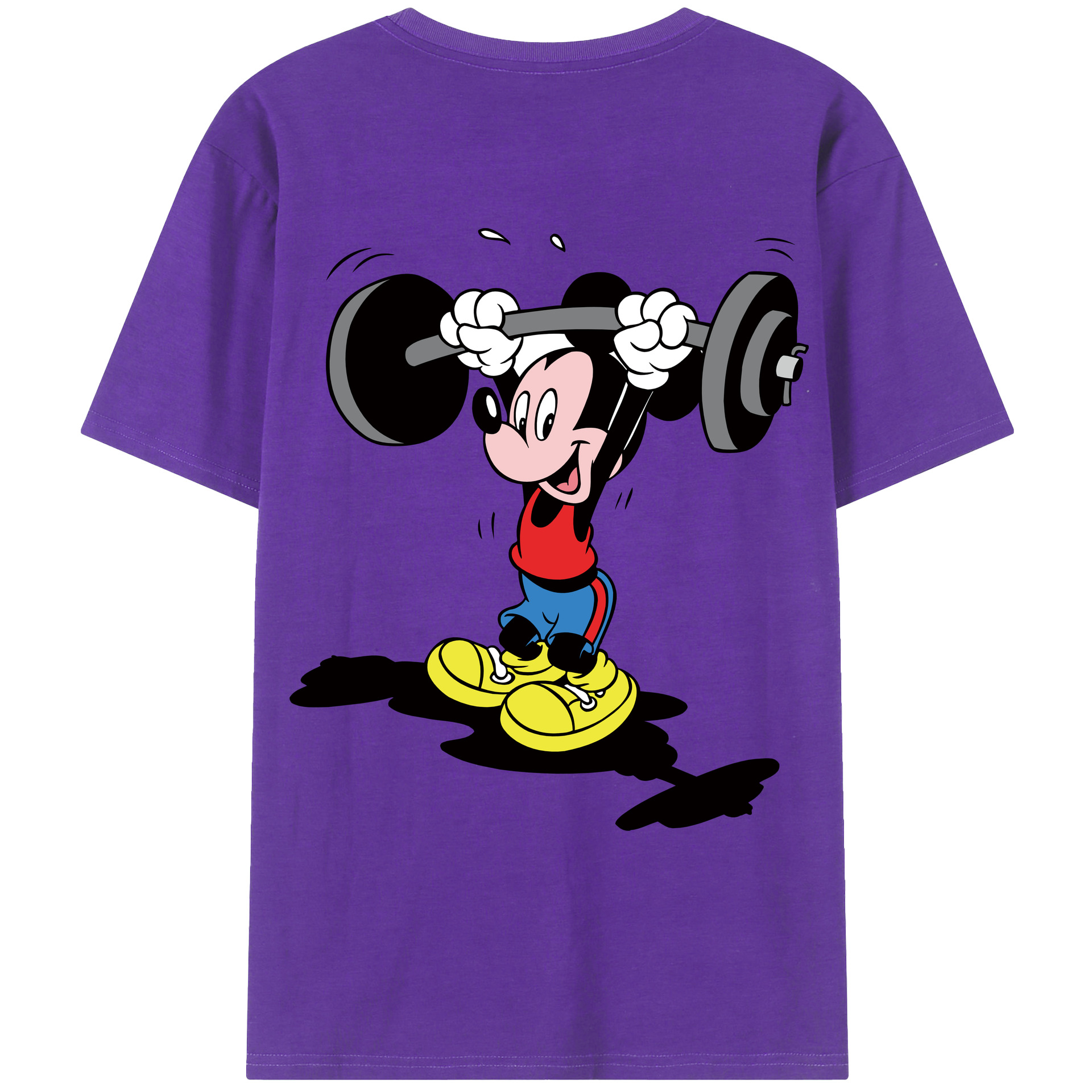ミッキーマウス Mickey Mouse 綿100％ メンズ半袖Tシャツ（バックプリント） 通気性