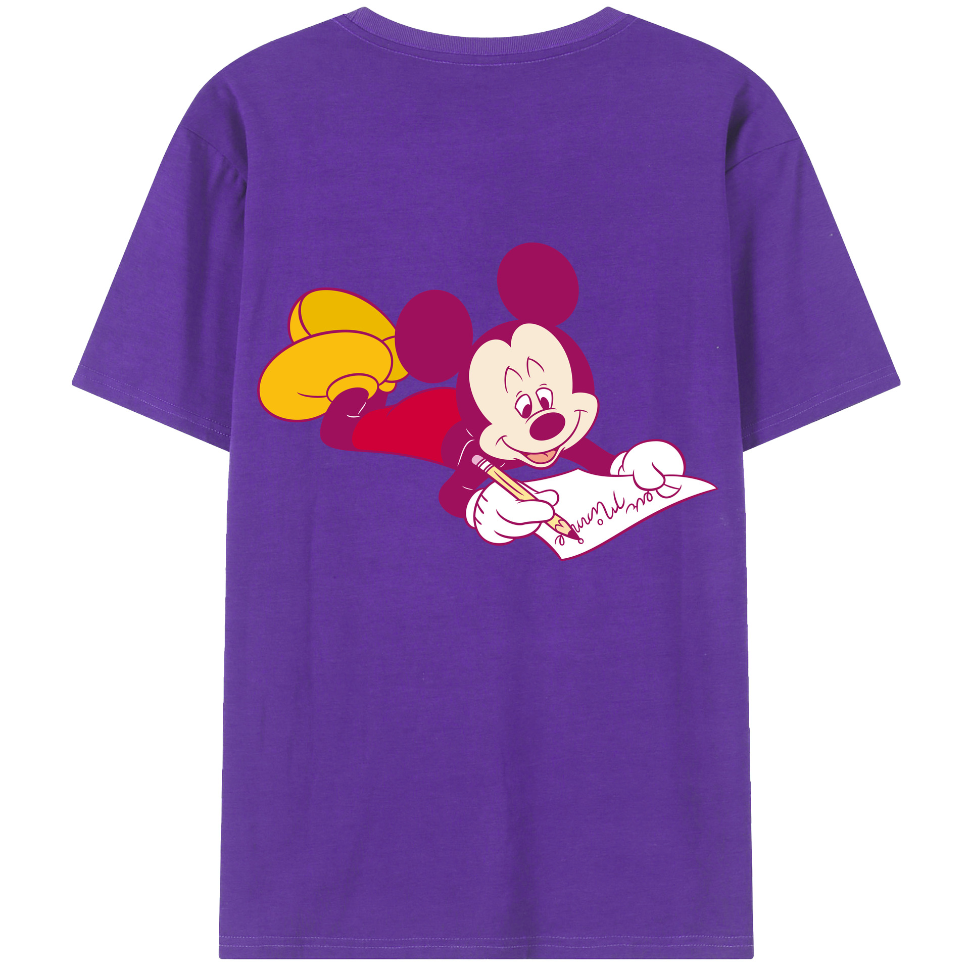 ミッキーマウス Mickey Mouse 綿100％ メンズ半袖Tシャツ（バックプリント） 通気性