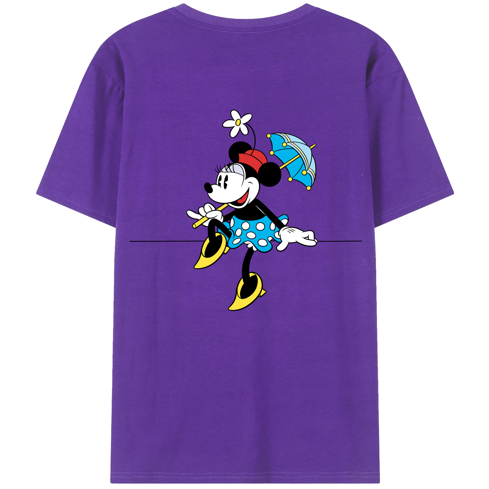 ミッキーマウス Mickey Mouse 綿100％ メンズ半袖Tシャツ（バックプリント） 通気性