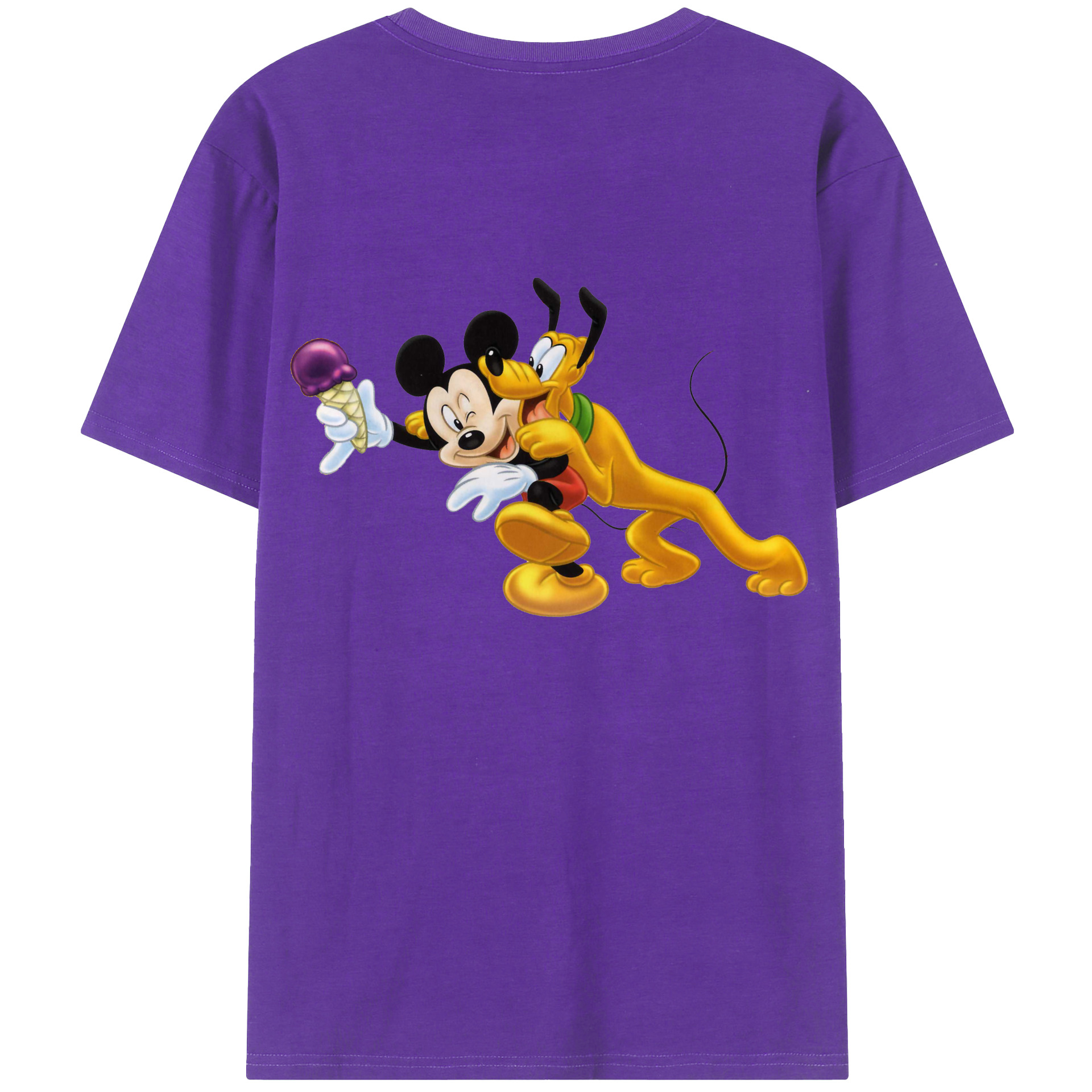 ミッキーマウス Mickey Mouse 綿100％ メンズ半袖Tシャツ（バックプリント） 通気性