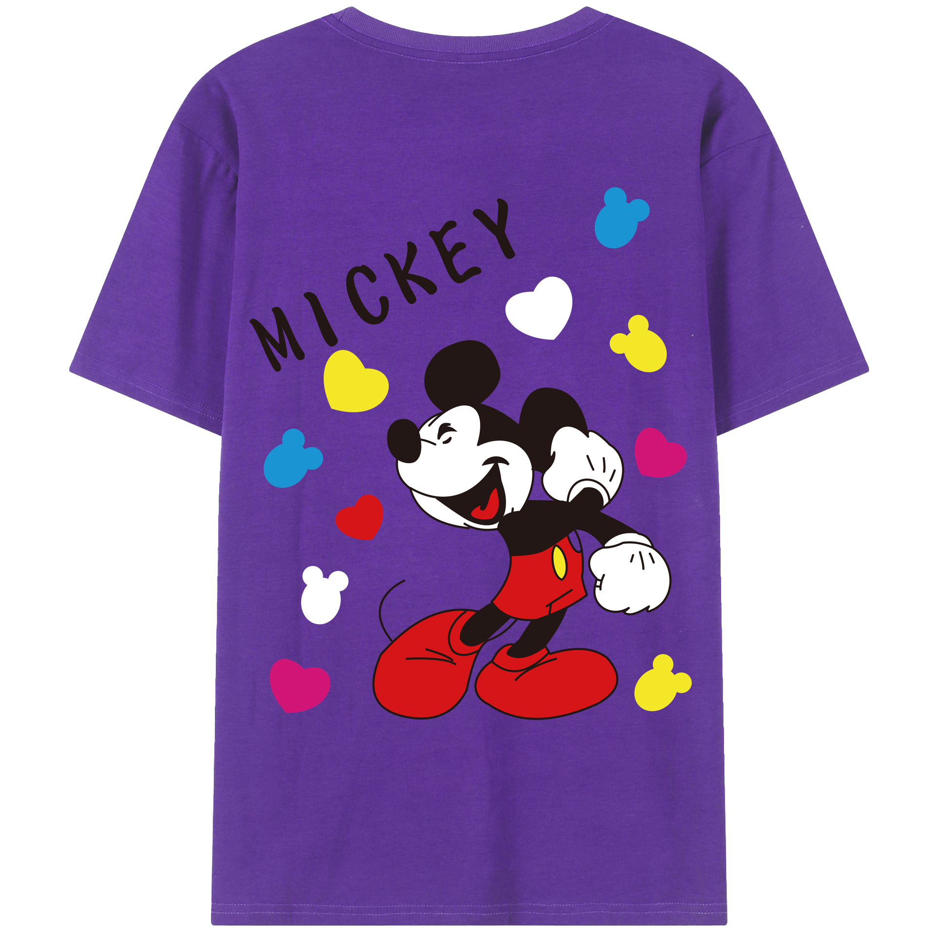 ミッキーマウス Mickey Mouse 綿100％ メンズ半袖Tシャツ（バックプリント） 通気性
