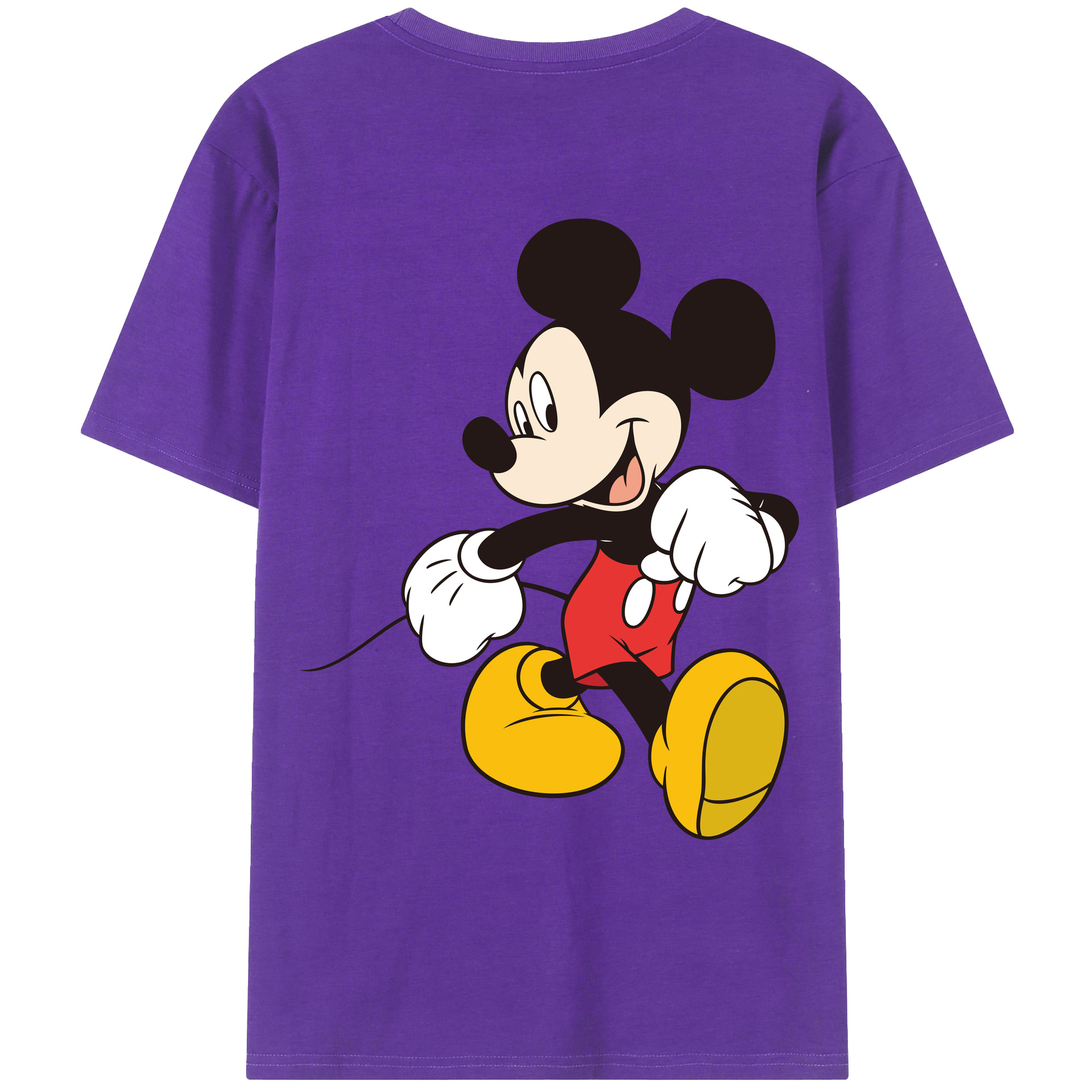 ミッキーマウス Mickey Mouse 綿100％ メンズ半袖Tシャツ（バックプリント） 通気性