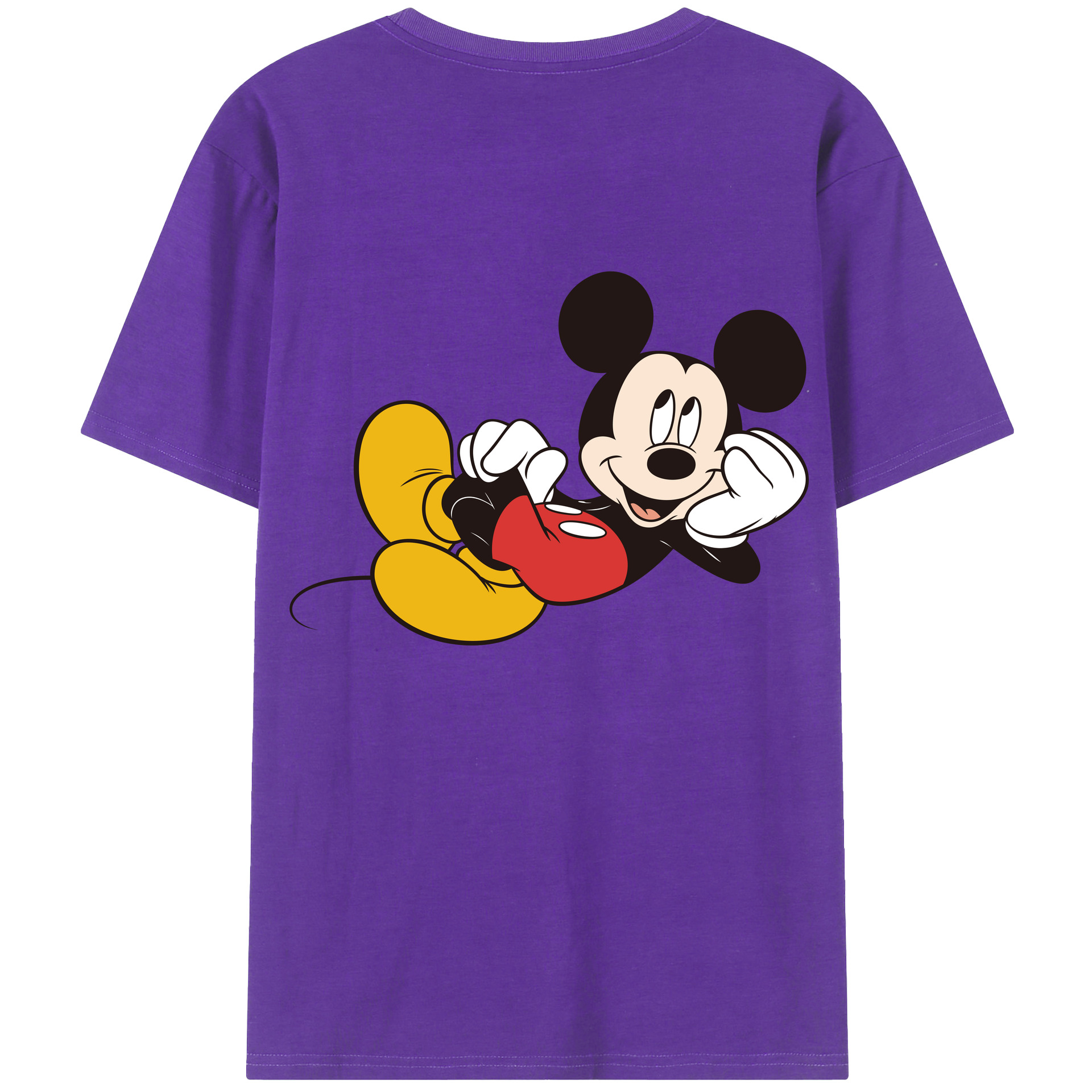 ミッキーマウス Mickey Mouse 綿100％ メンズ半袖Tシャツ（バックプリント） 通気性