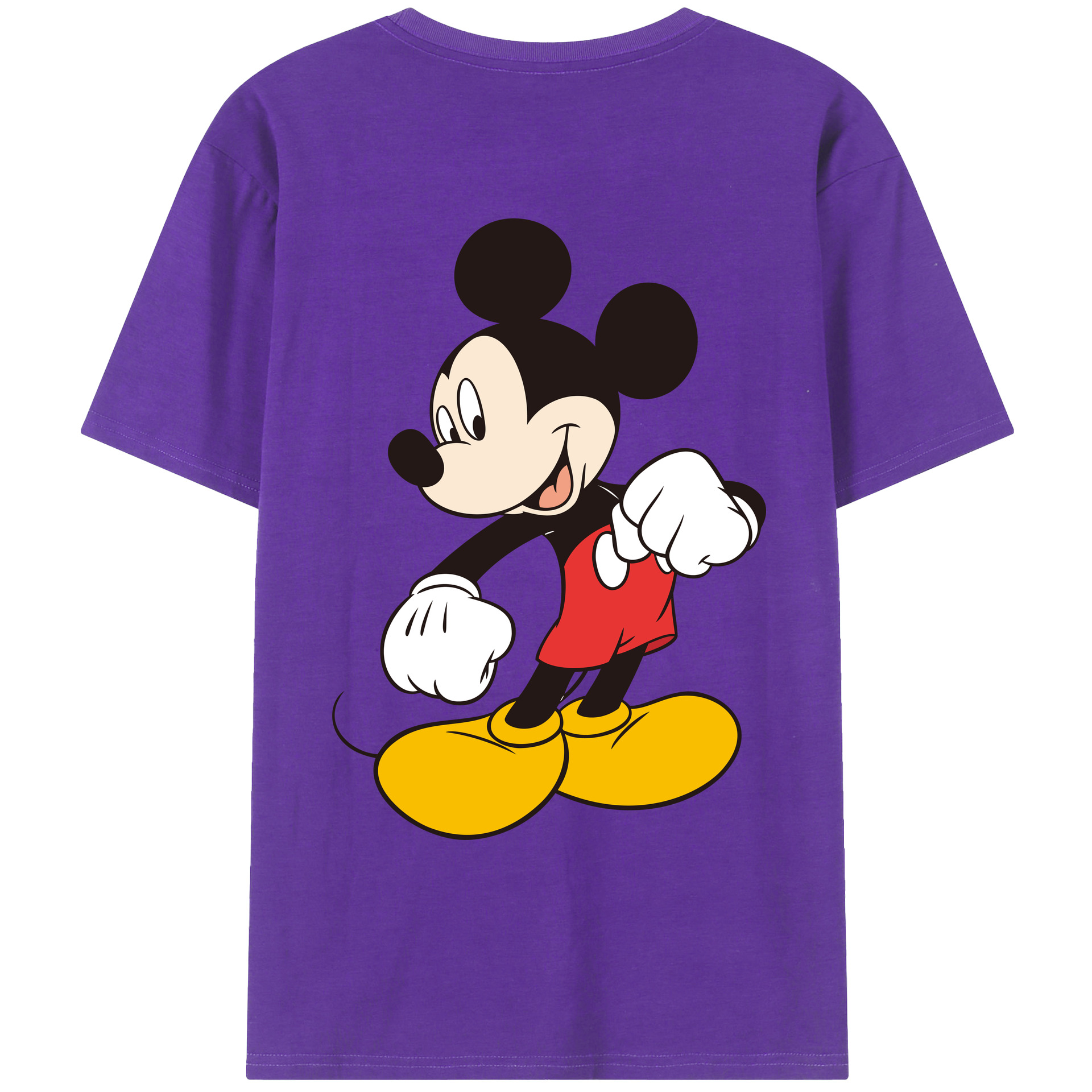 ミッキーマウス Mickey Mouse 綿100％ メンズ半袖Tシャツ（バックプリント） 通気性