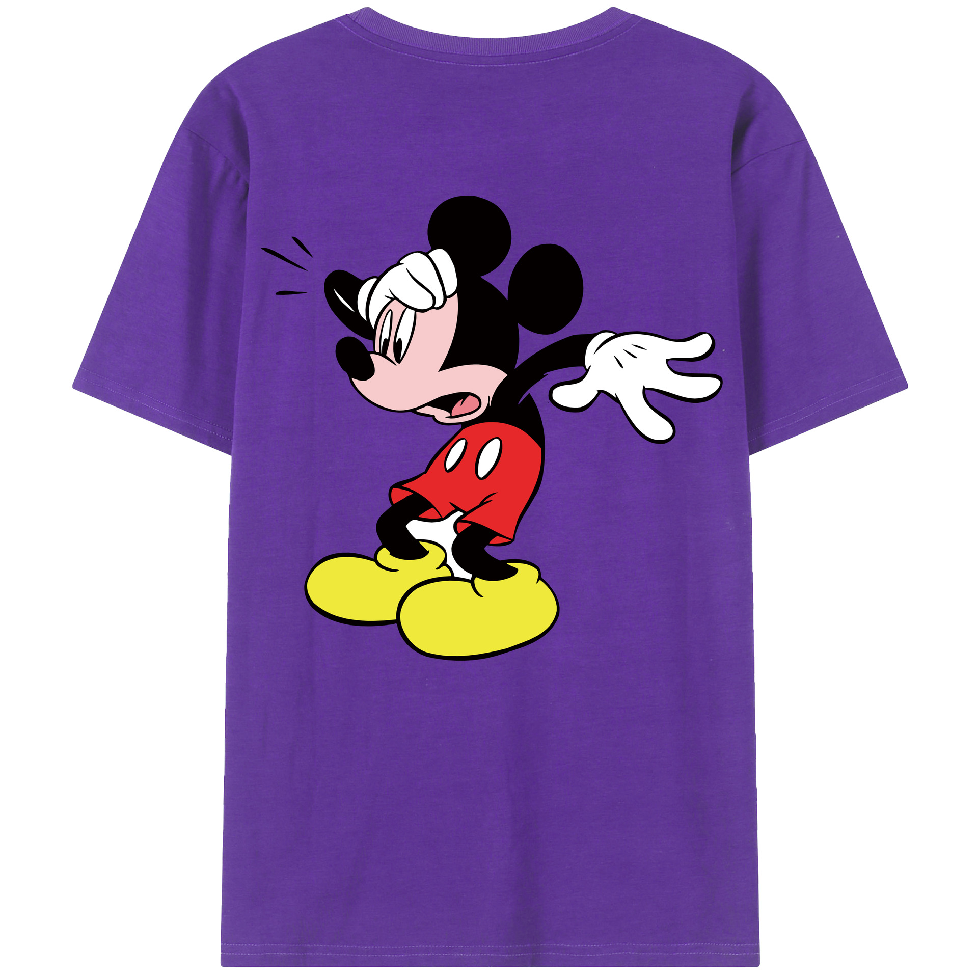 ミッキーマウス Mickey Mouse 綿100％ メンズ半袖Tシャツ（バックプリント） 通気性