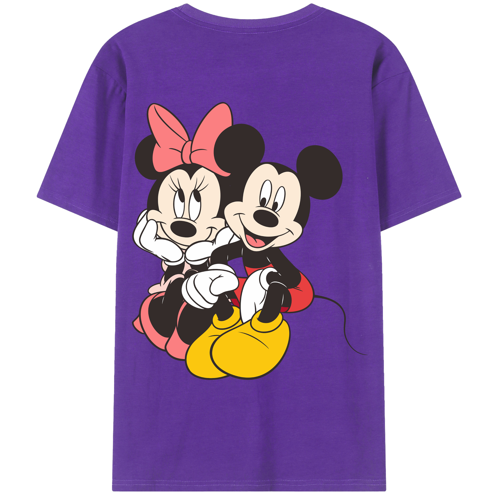 ミッキーマウス Mickey Mouse 綿100％ メンズ半袖Tシャツ（バックプリント） 通気性