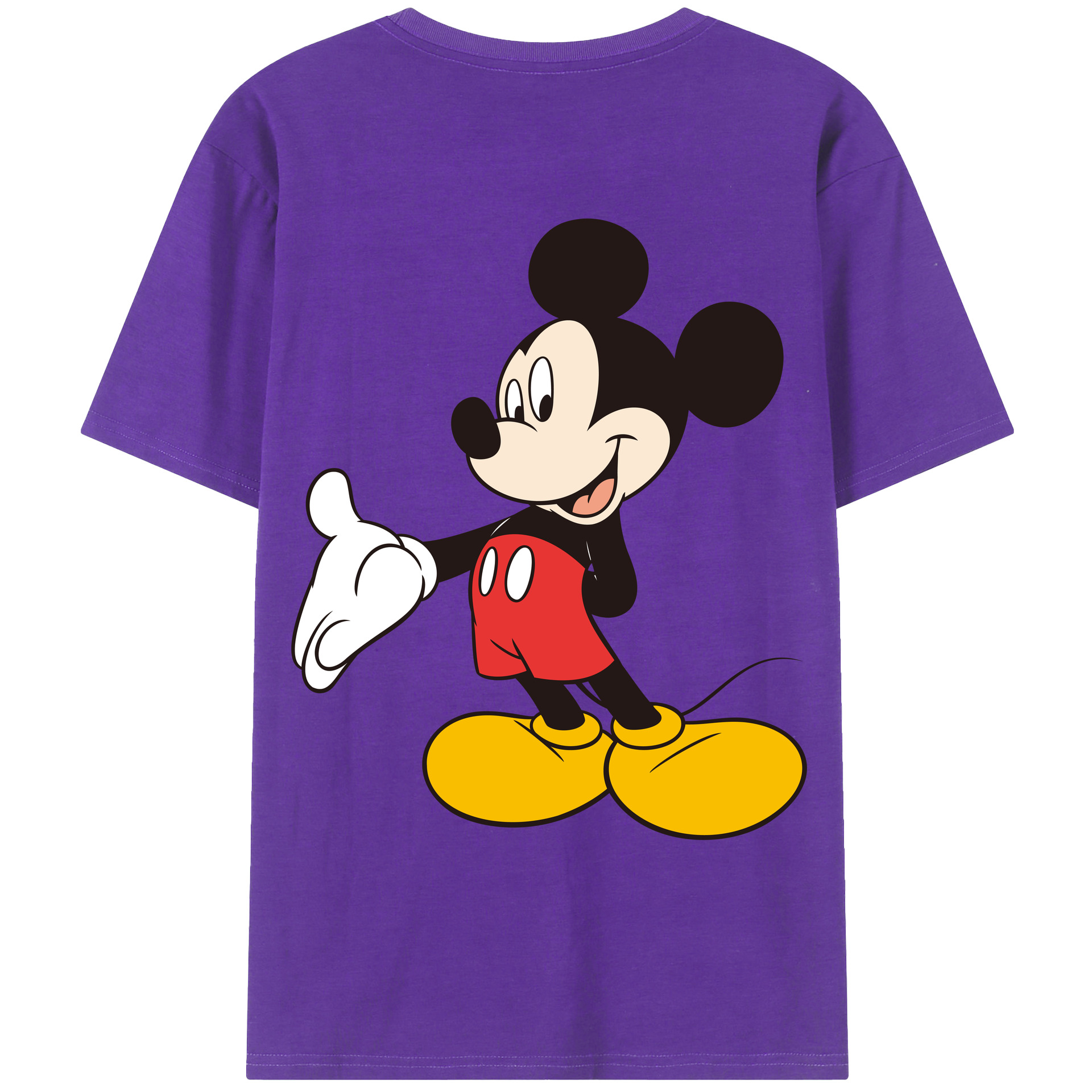 ミッキーマウス Mickey Mouse 綿100％ メンズ半袖Tシャツ（バックプリント） 通気性
