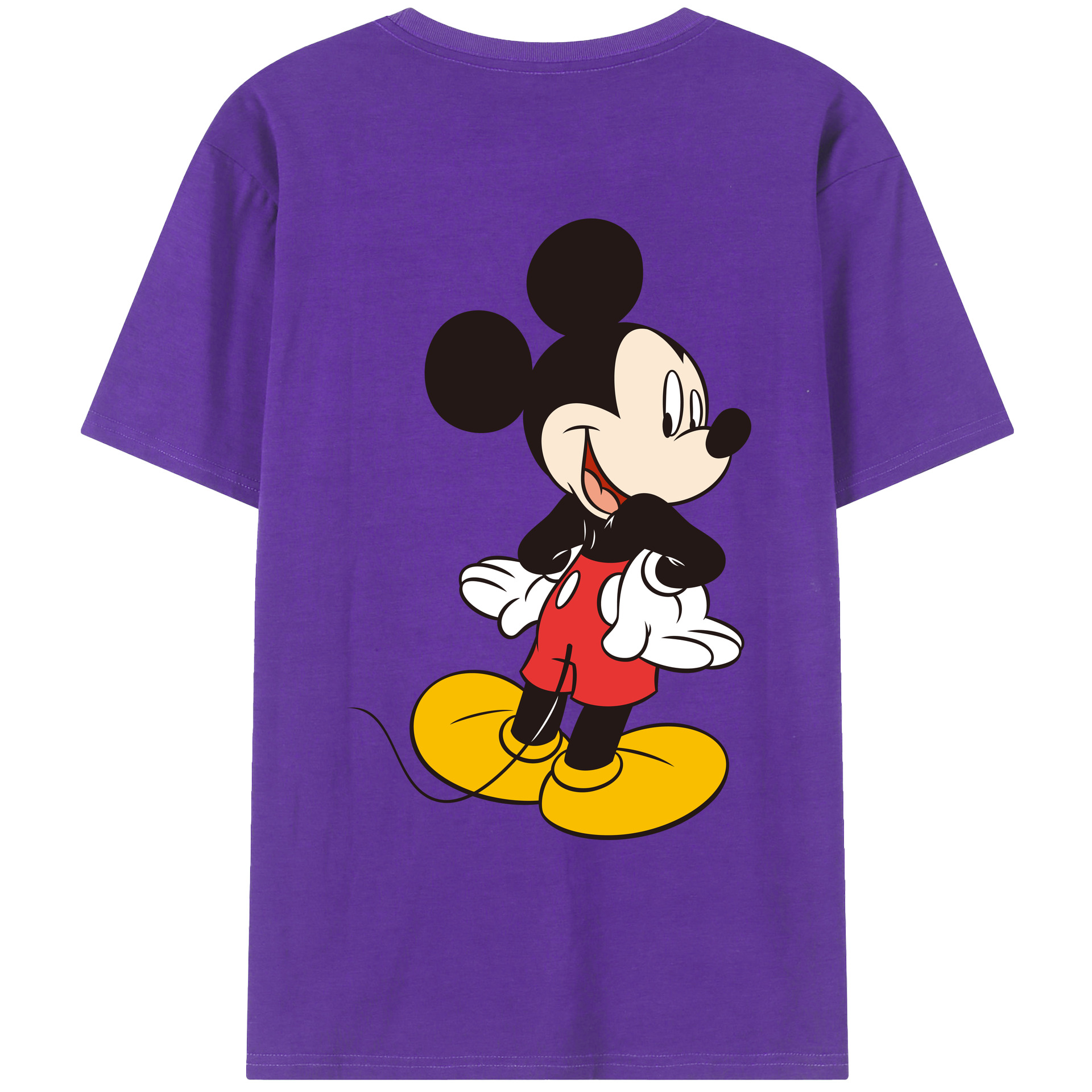 ミッキーマウス Mickey Mouse 綿100％ メンズ半袖Tシャツ（バックプリント） 通気性