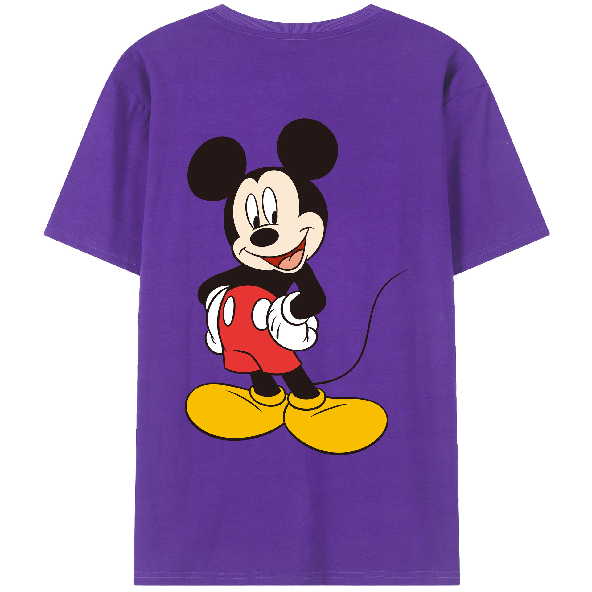 ミッキーマウス Mickey Mouse 綿100％ メンズ半袖Tシャツ（バックプリント） 通気性
