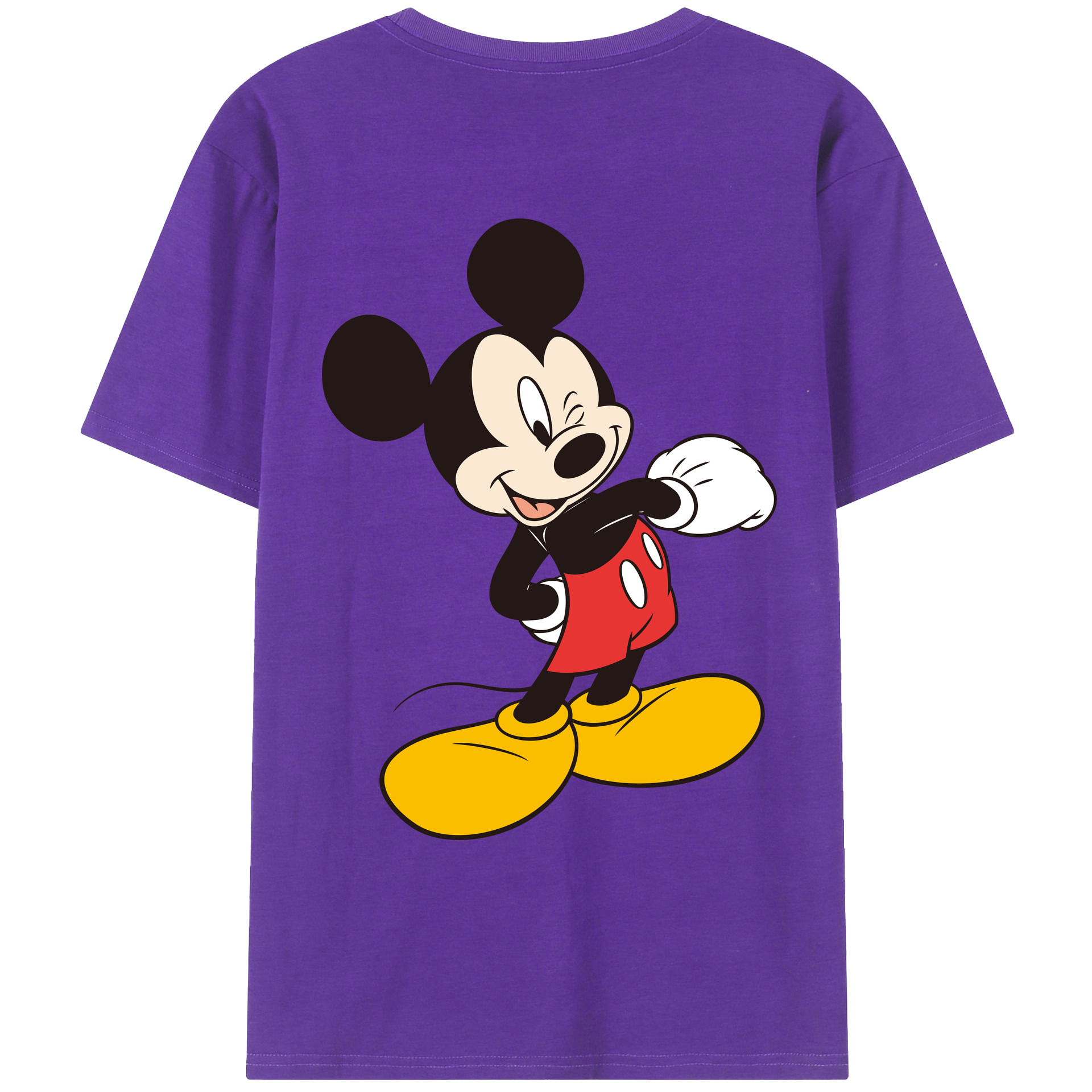 ミッキーマウス Mickey Mouse 綿100％ メンズ半袖Tシャツ（バックプリント） 通気性