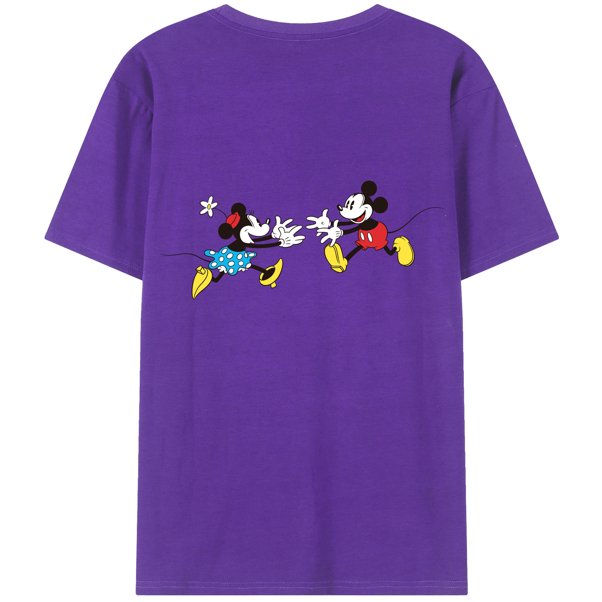 ミッキーマウス Mickey Mouse 綿100％ メンズ半袖Tシャツ（バックプリント） 通気性