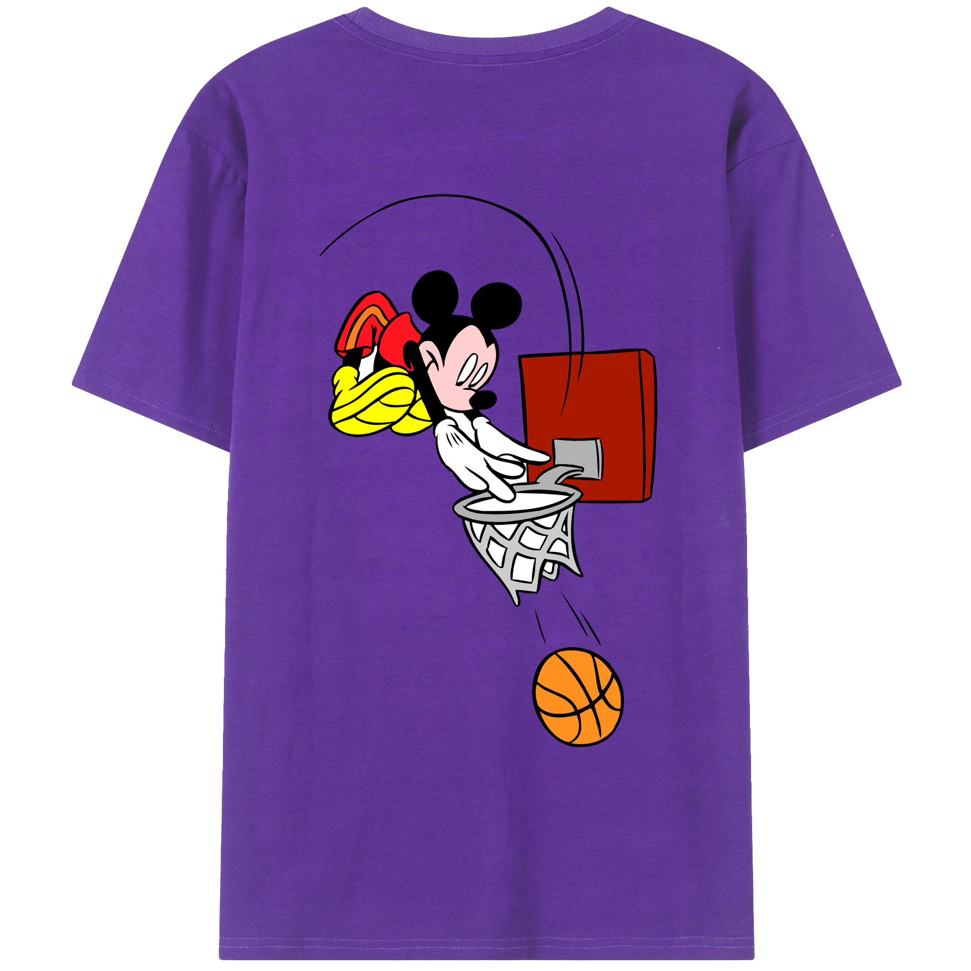 ミッキーマウス Mickey Mouse 綿100％ メンズ半袖Tシャツ（バックプリント） 通気性
