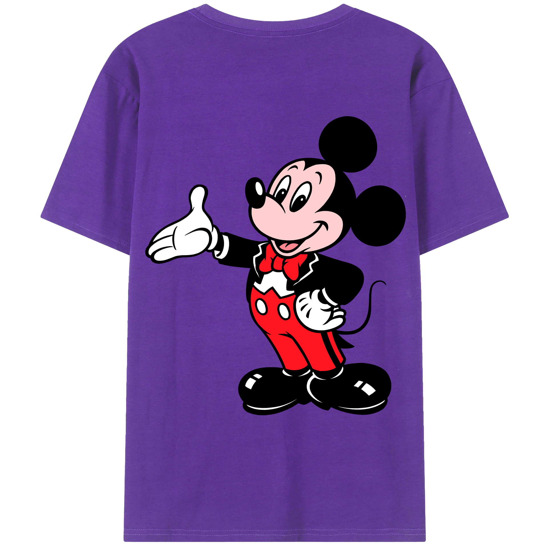 ミッキーマウス Mickey Mouse 綿100％ メンズ半袖Tシャツ（バックプリント） 通気性