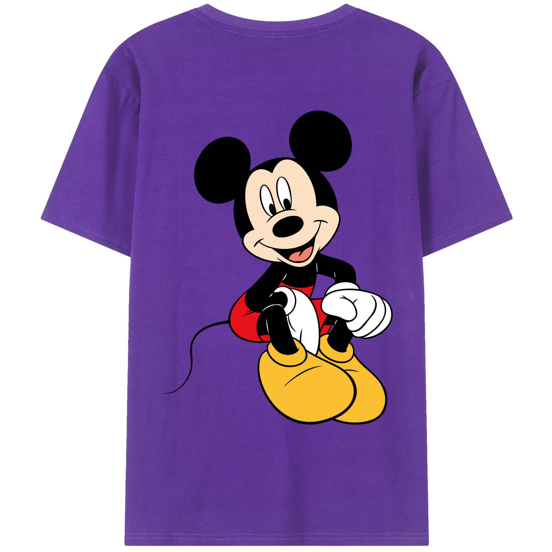 ミッキーマウス Mickey Mouse 綿100％ メンズ半袖Tシャツ（バックプリント） 通気性