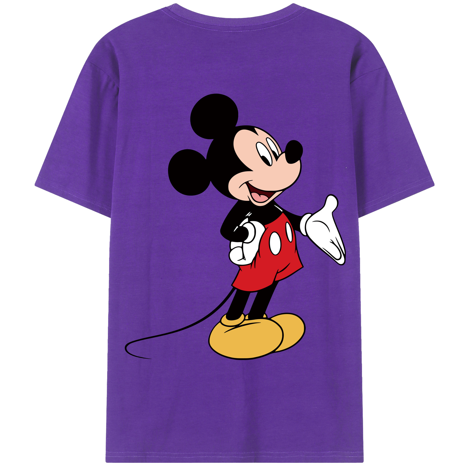 ミッキーマウス Mickey Mouse 綿100％ メンズ半袖Tシャツ（バックプリント） 通気性