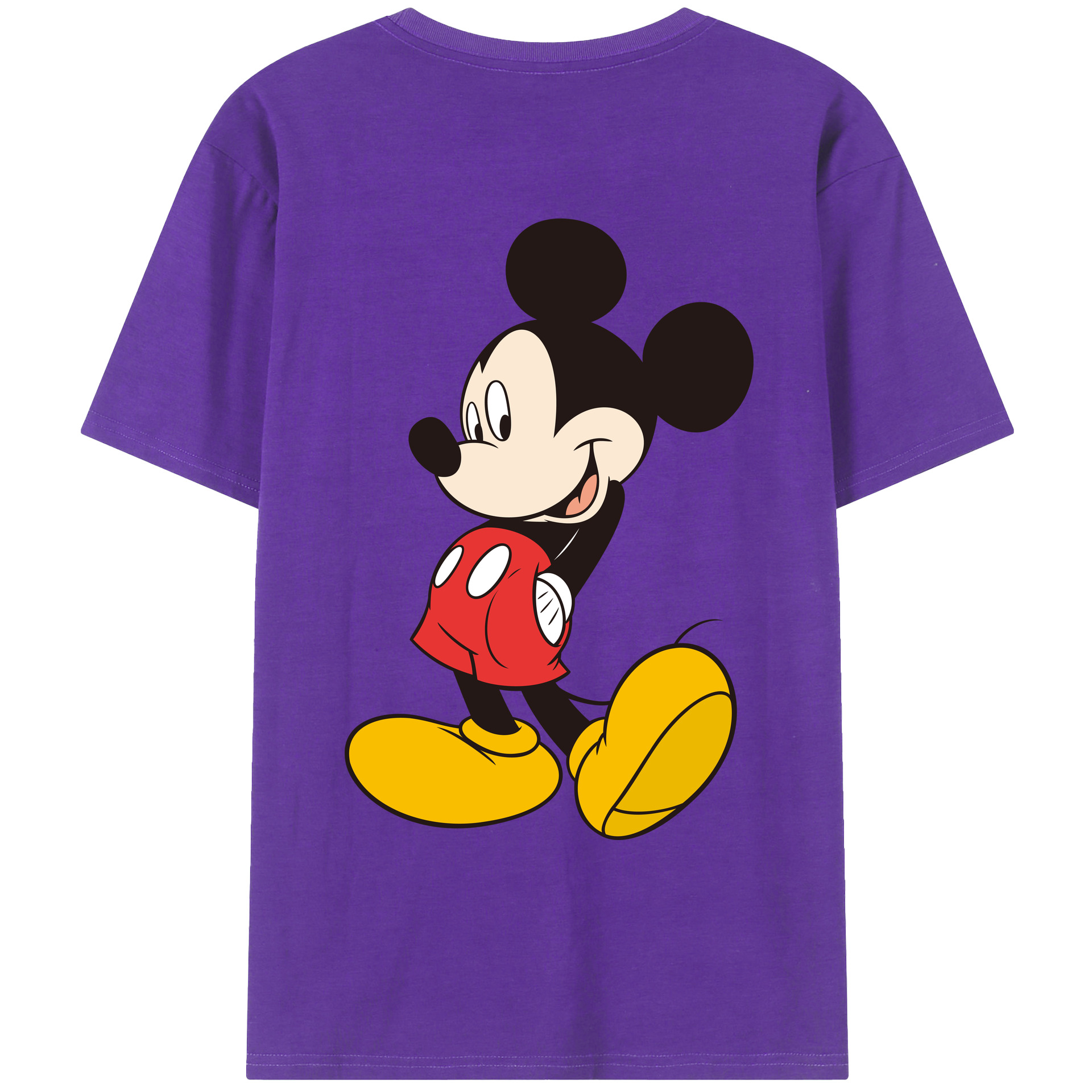 ミッキーマウス Mickey Mouse 綿100％ メンズ半袖Tシャツ（バックプリント） 通気性
