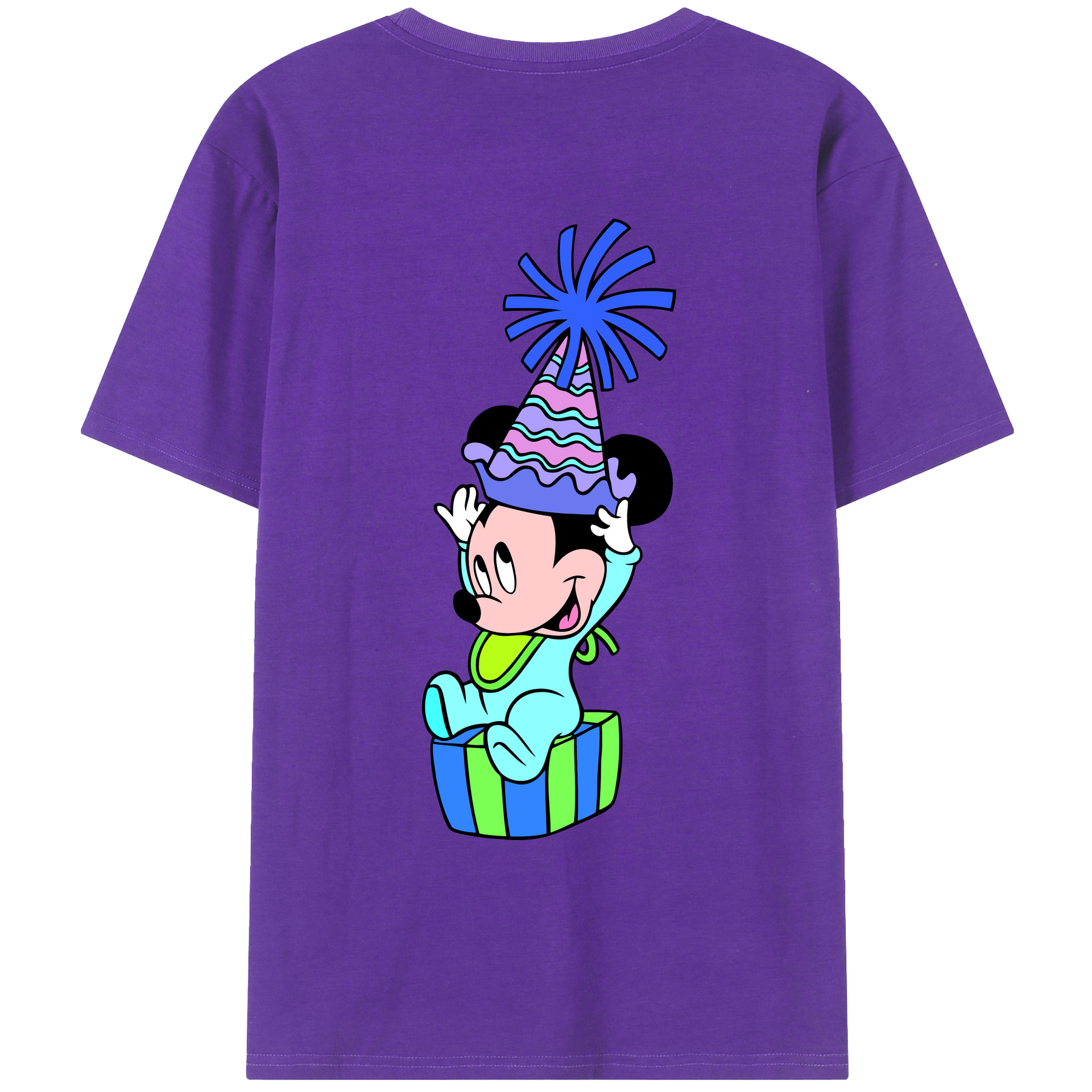 ミッキーマウス Mickey Mouse 綿100％ メンズ半袖Tシャツ（バックプリント） 通気性