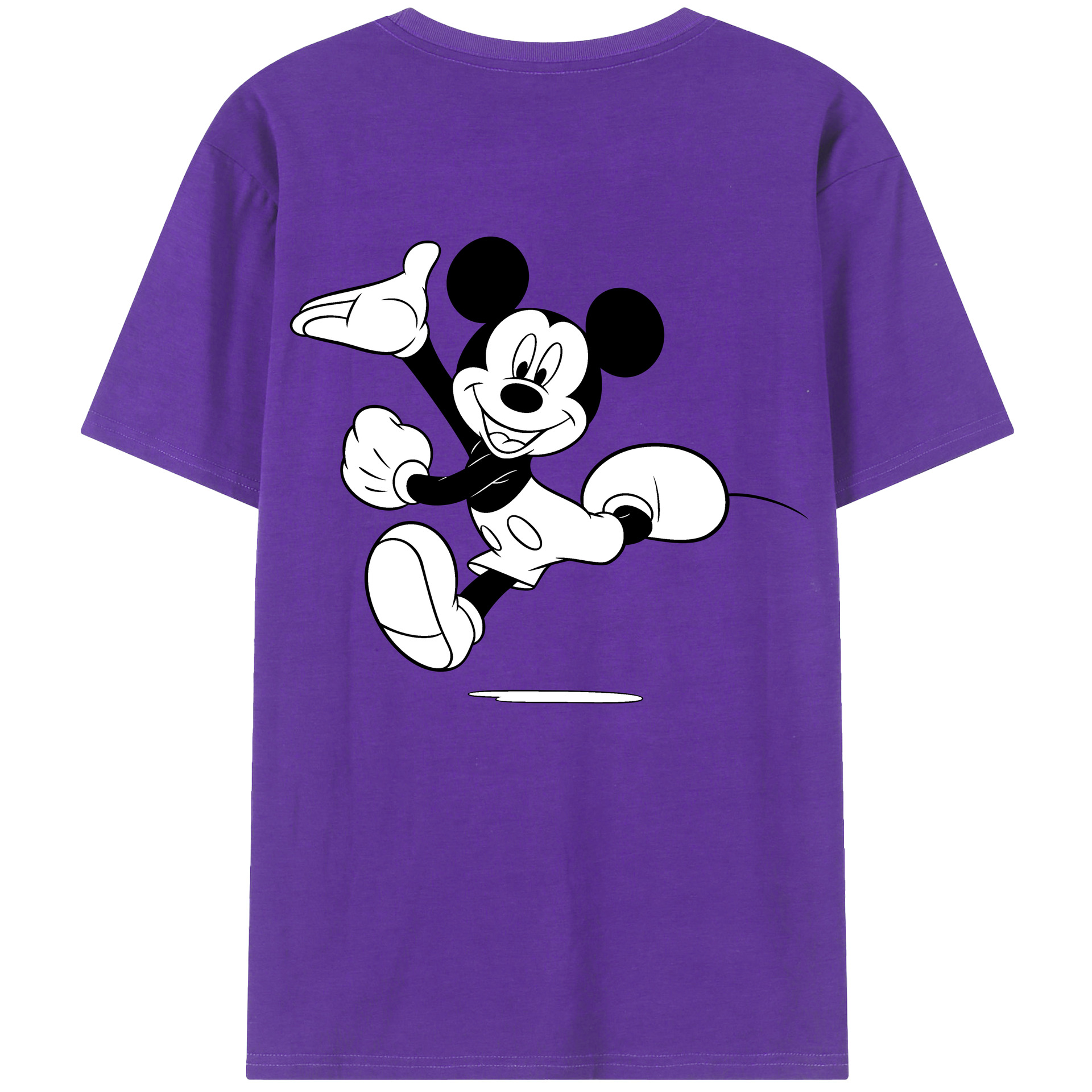 ミッキーマウス Mickey Mouse 綿100％ メンズ半袖Tシャツ（バックプリント） 通気性
