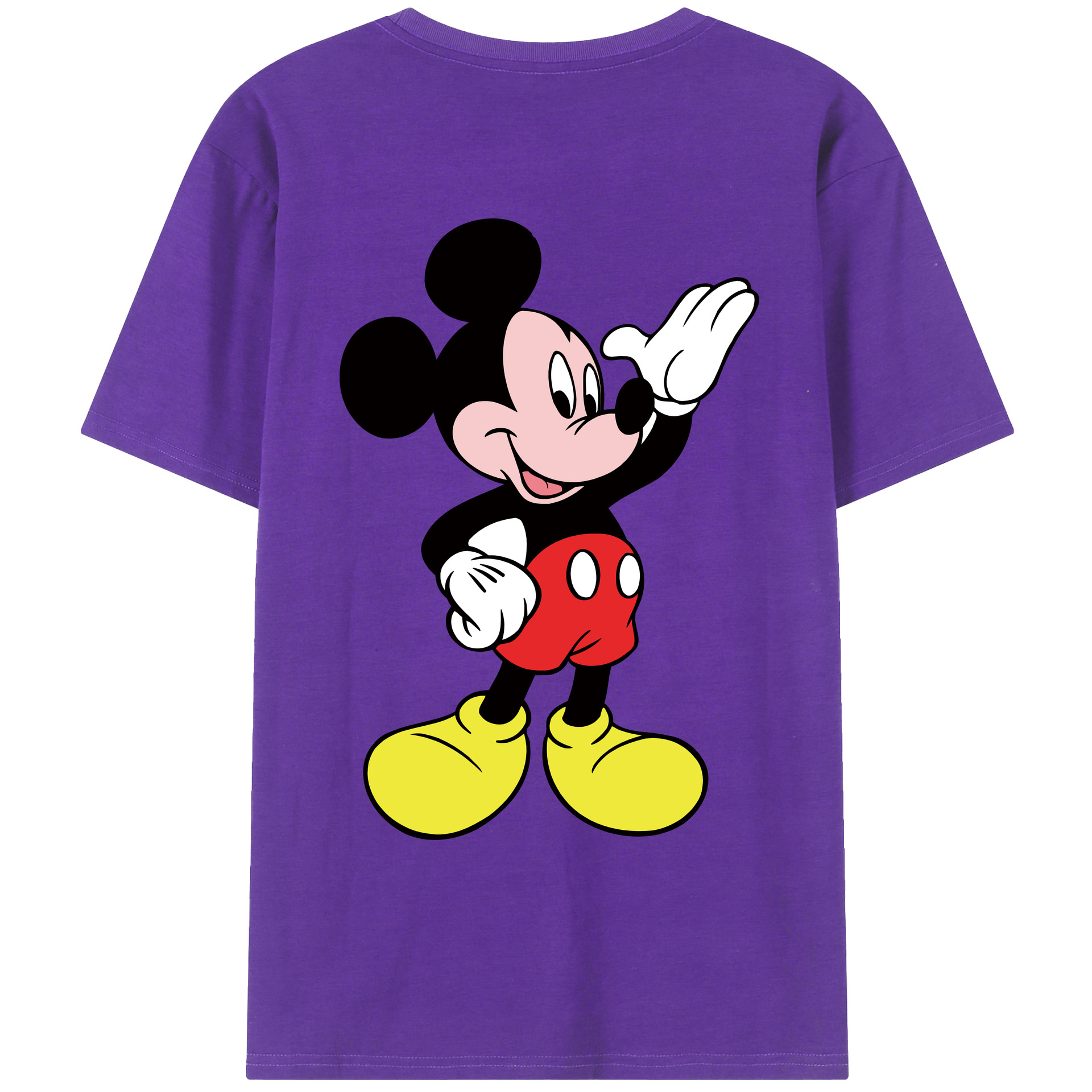 ミッキーマウス Mickey Mouse 綿100％ メンズ半袖Tシャツ（バックプリント） 通気性