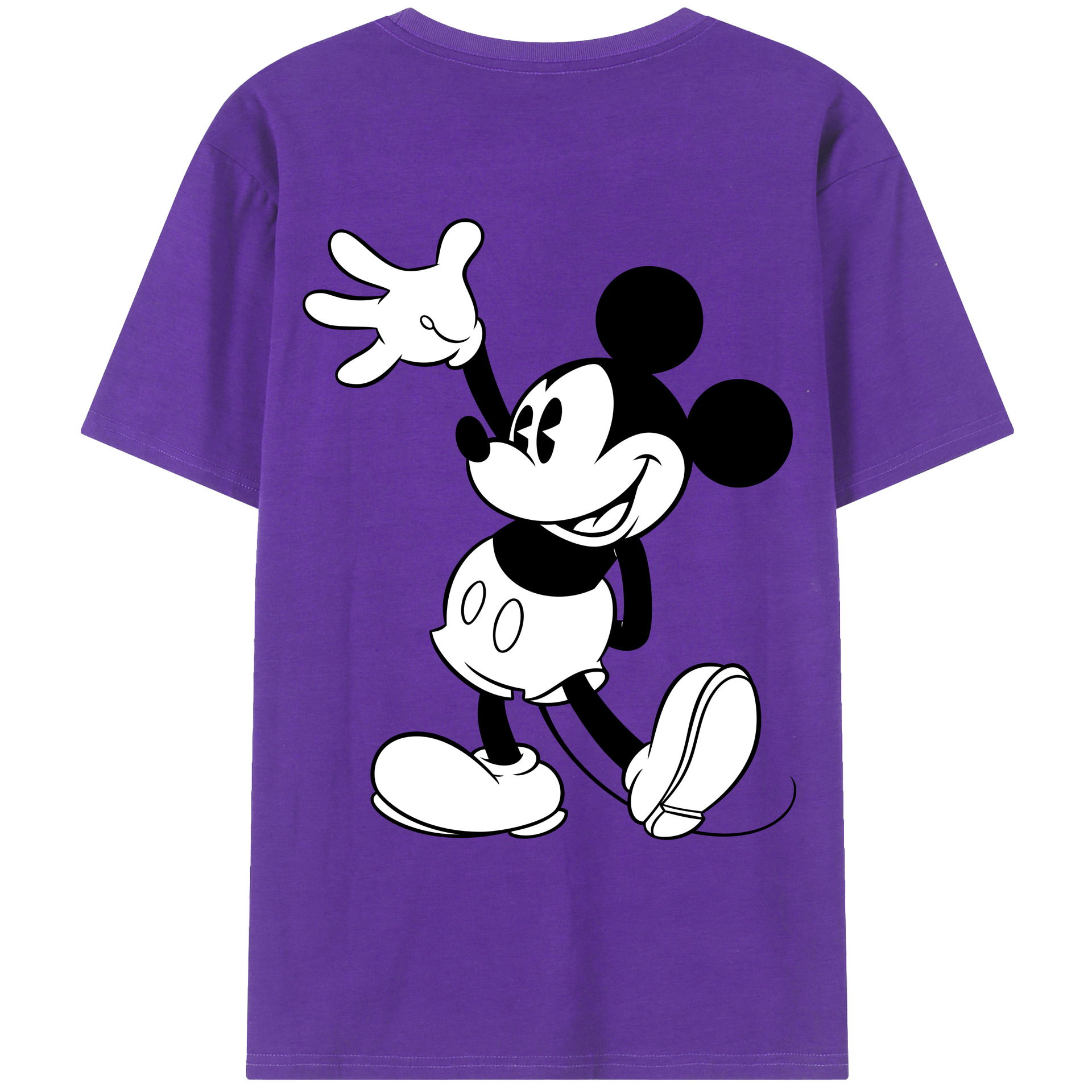 ミッキーマウス Mickey Mouse 綿100％ メンズ半袖Tシャツ（バックプリント） 通気性