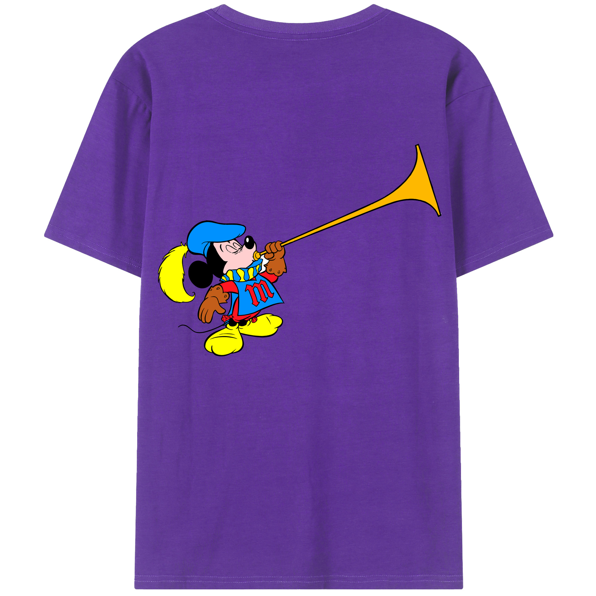 ミッキーマウス Mickey Mouse 綿100％ メンズ半袖Tシャツ（バックプリント） 通気性