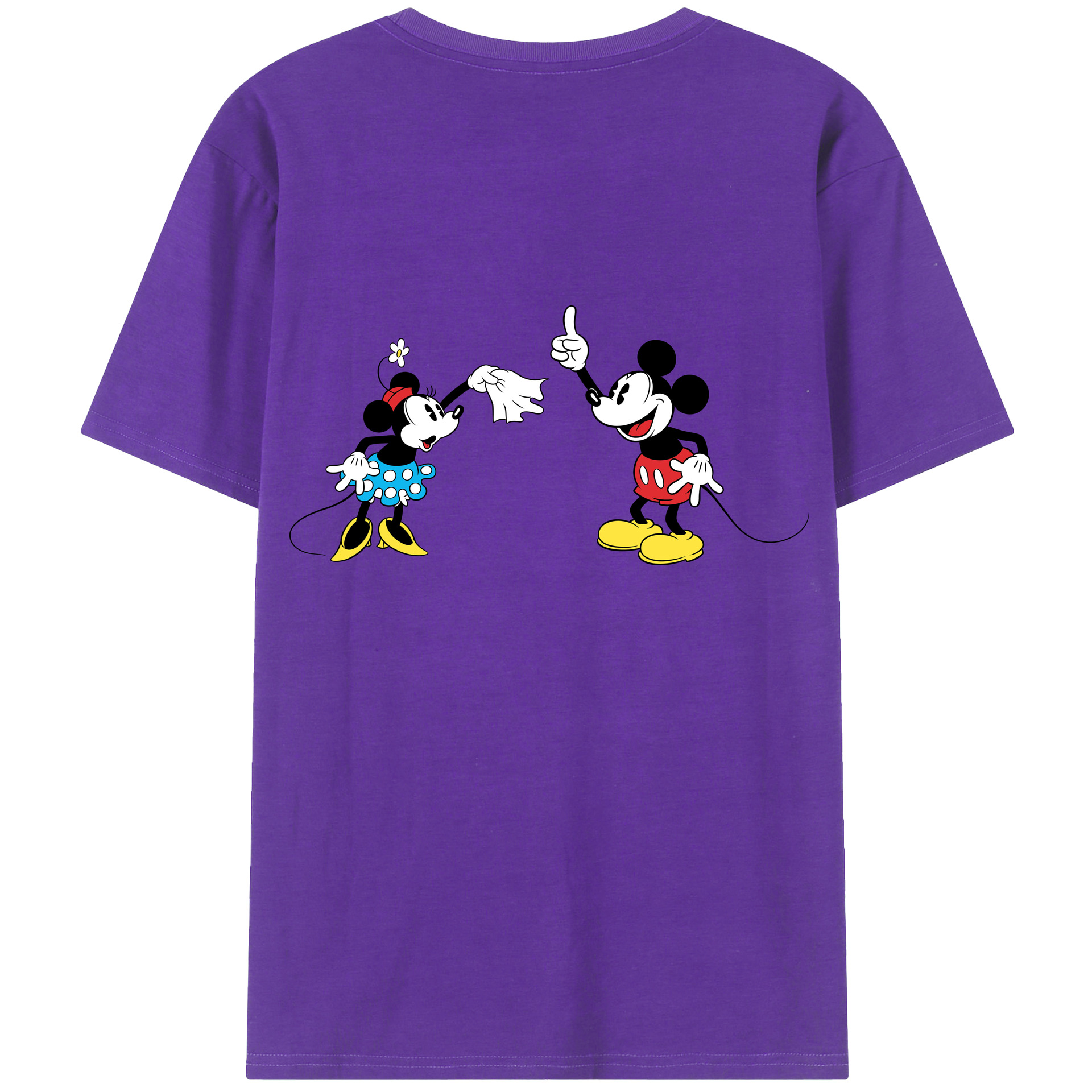 ミッキーマウス Mickey Mouse 綿100％ メンズ半袖Tシャツ（バックプリント） 通気性