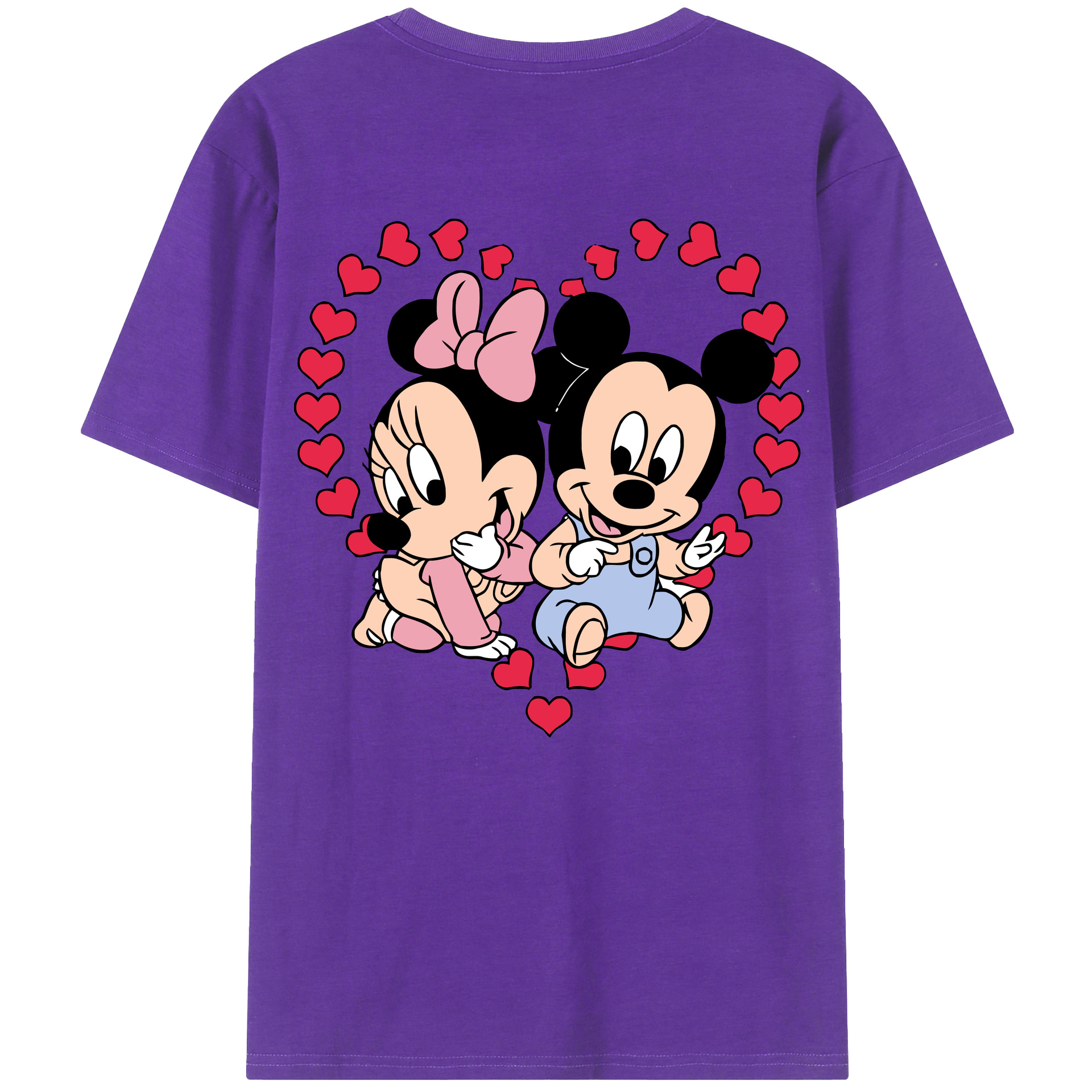 ミッキーマウス Mickey Mouse 綿100％ メンズ半袖Tシャツ（バックプリント） 通気性