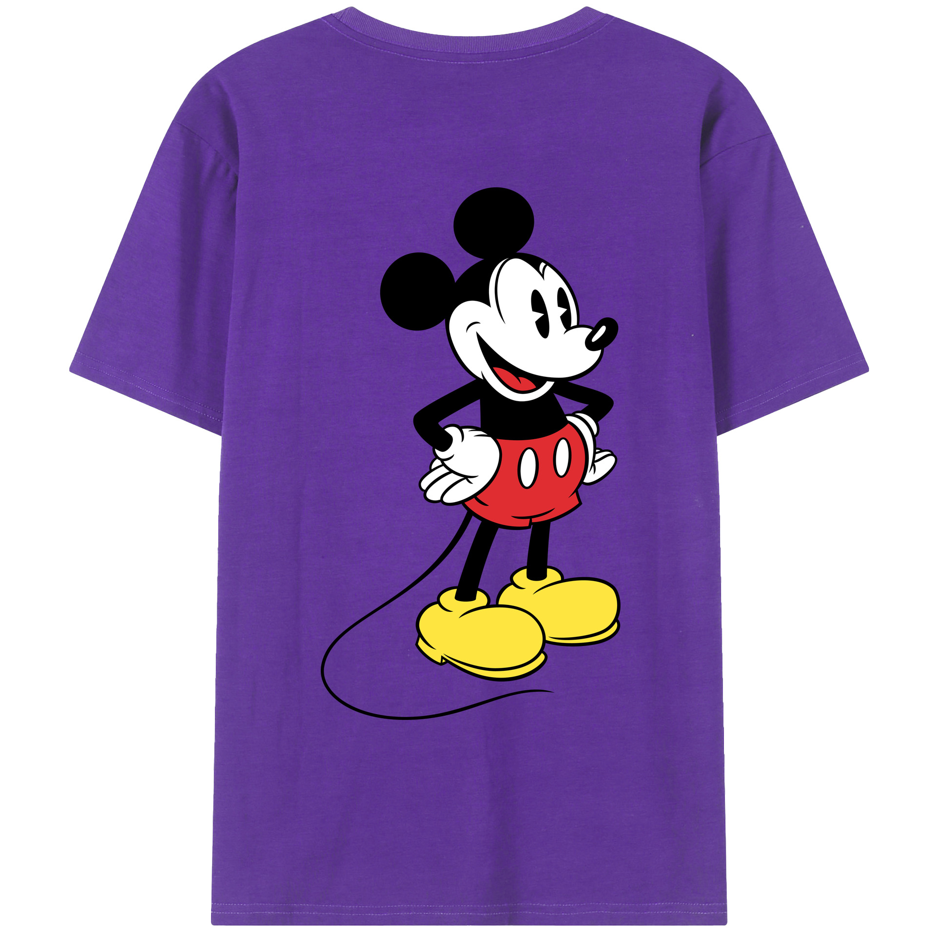 ミッキーマウス Mickey Mouse 綿100％ メンズ半袖Tシャツ（バックプリント） 通気性
