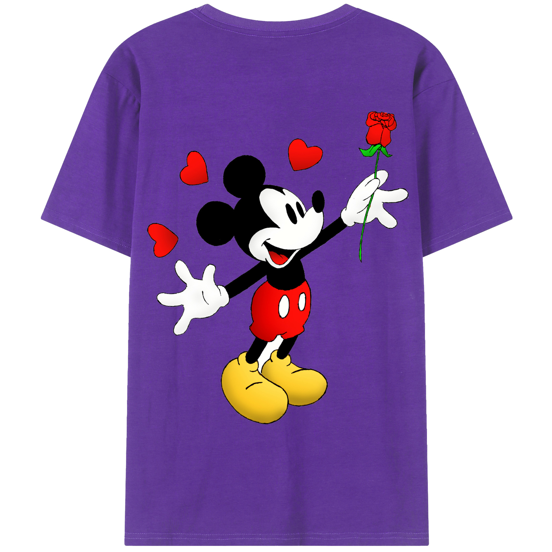 ミッキーマウス Mickey Mouse 綿100％ メンズ半袖Tシャツ（バックプリント） 通気性