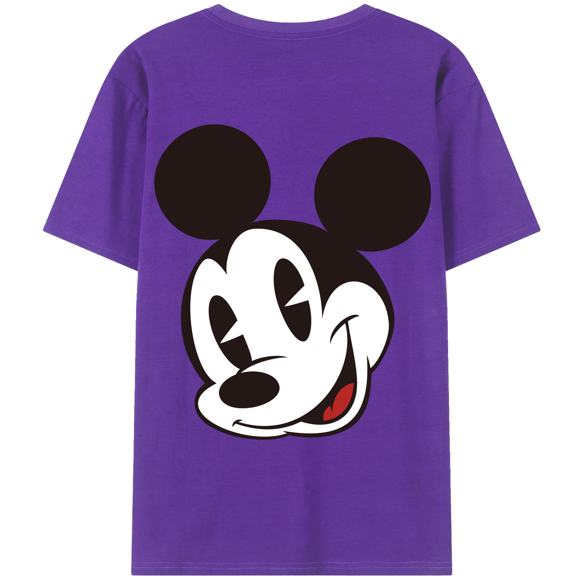 ミッキーマウス Mickey Mouse 綿100％ メンズ半袖Tシャツ（バックプリント） 通気性