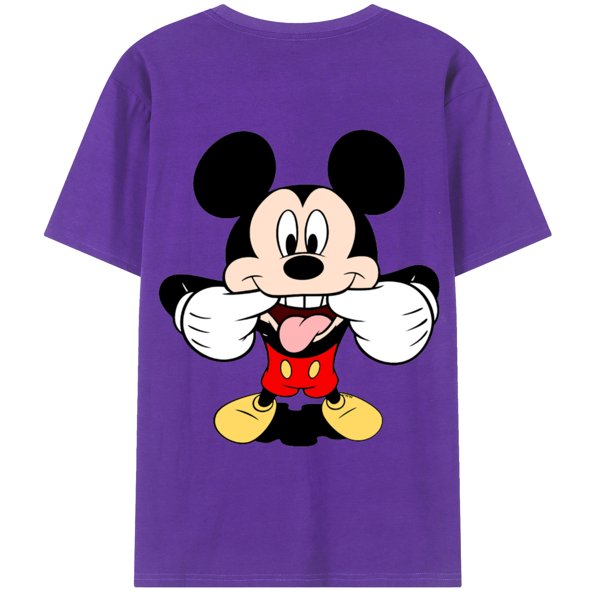 ミッキーマウス Mickey Mouse 綿100％ メンズ半袖Tシャツ（バックプリント） 通気性