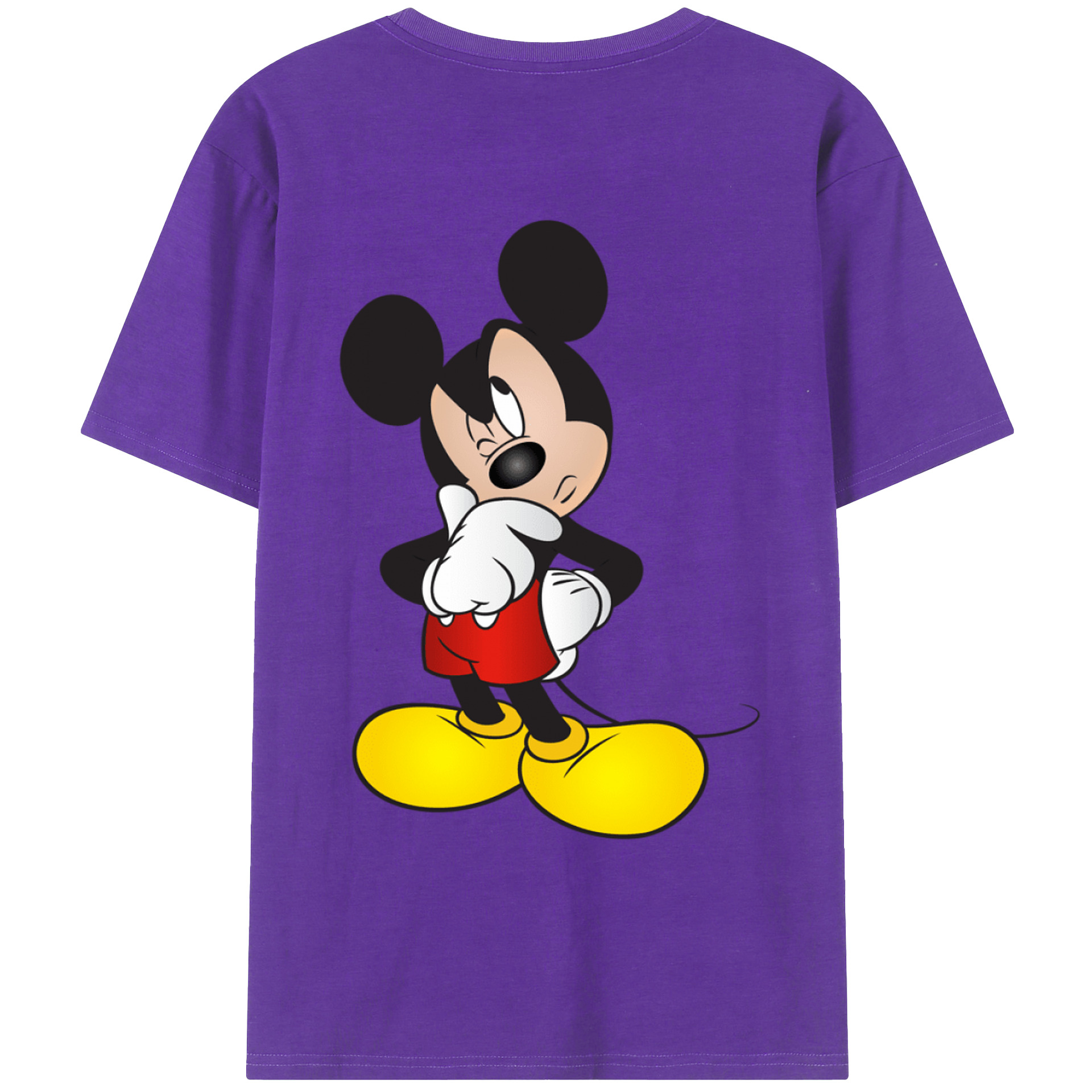 ミッキーマウス Mickey Mouse 綿100％ メンズ半袖Tシャツ（バックプリント） 通気性