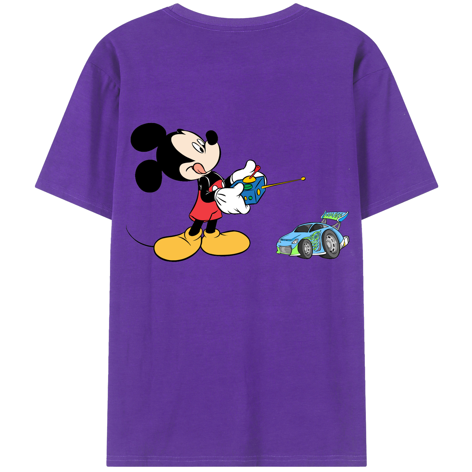 ミッキーマウス Mickey Mouse 綿100％ メンズ半袖Tシャツ（バックプリント） 通気性