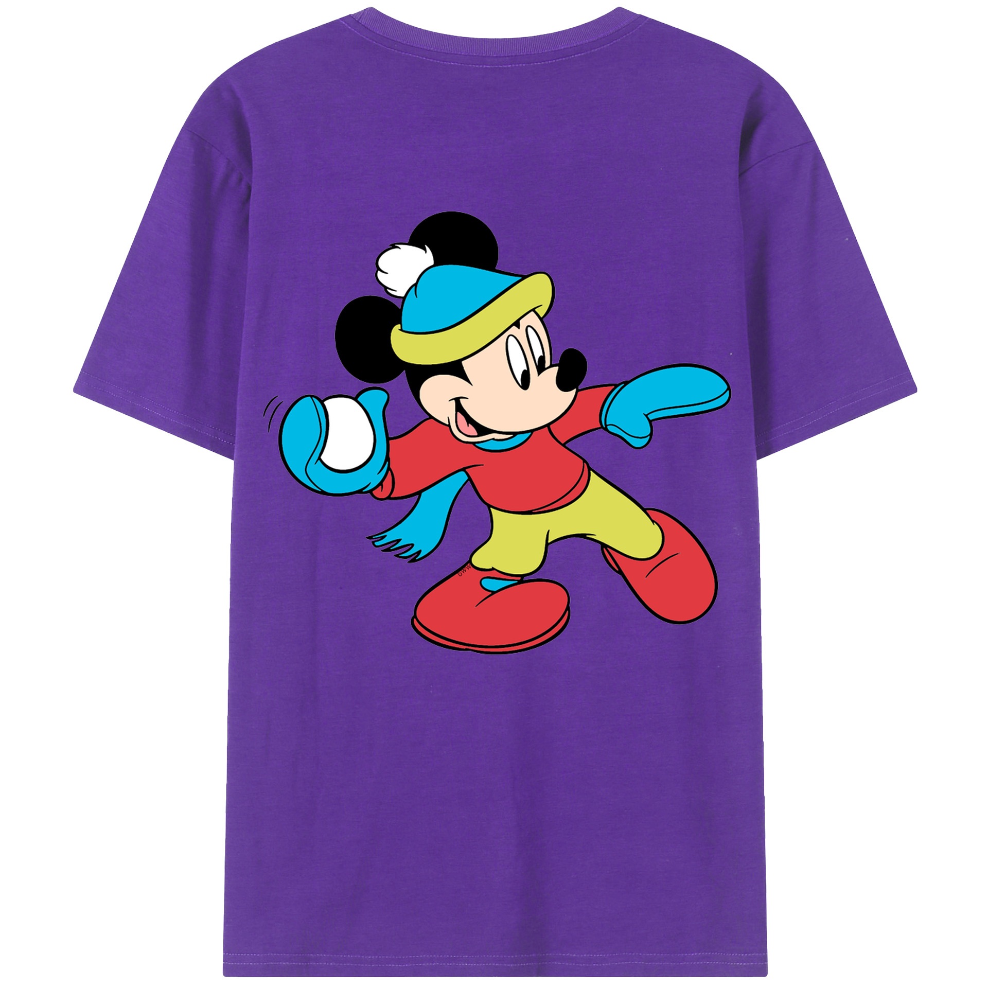 ミッキーマウス Mickey Mouse 綿100％ メンズ半袖Tシャツ（バックプリント） 通気性