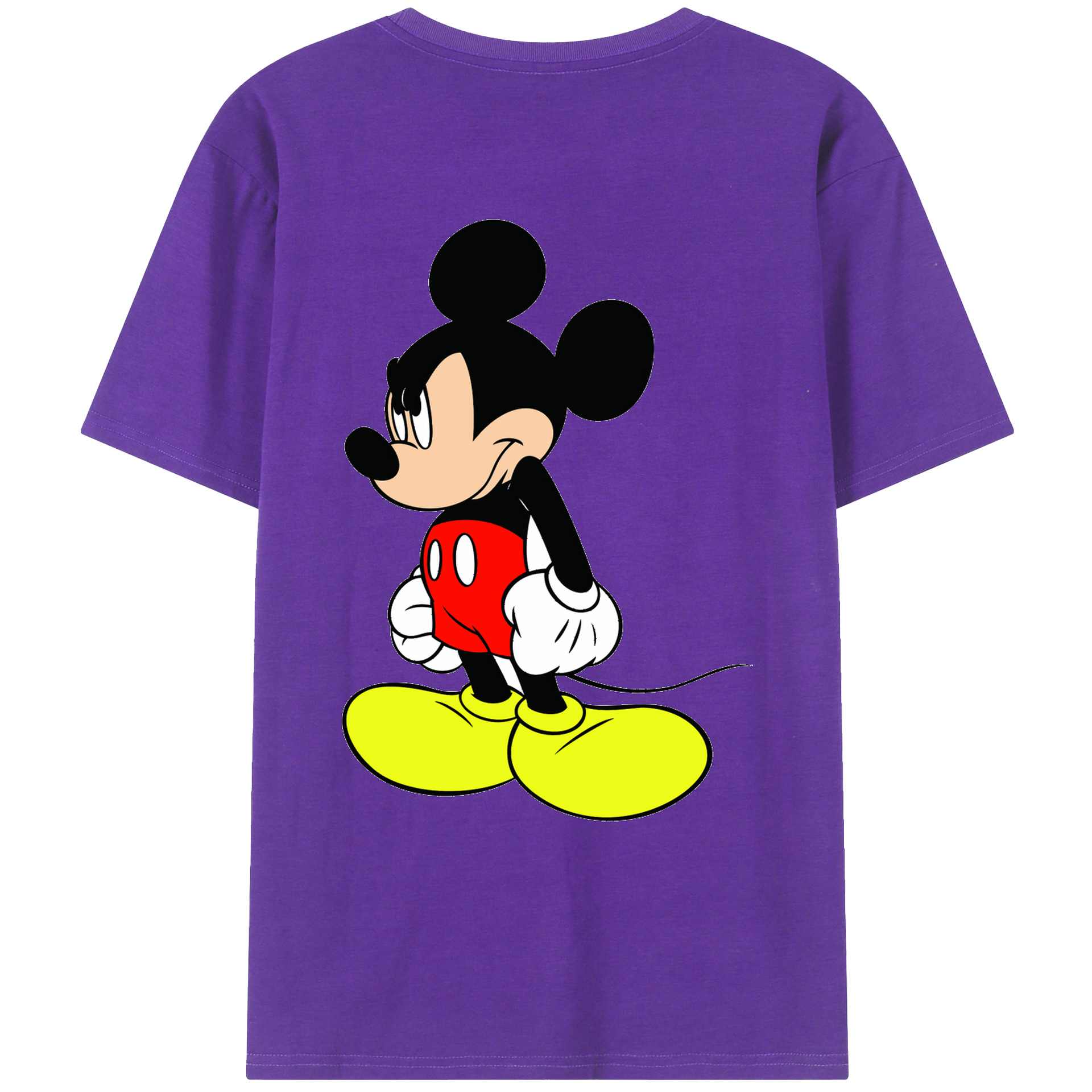 ミッキーマウス Mickey Mouse 綿100％ メンズ半袖Tシャツ（バックプリント） 通気性