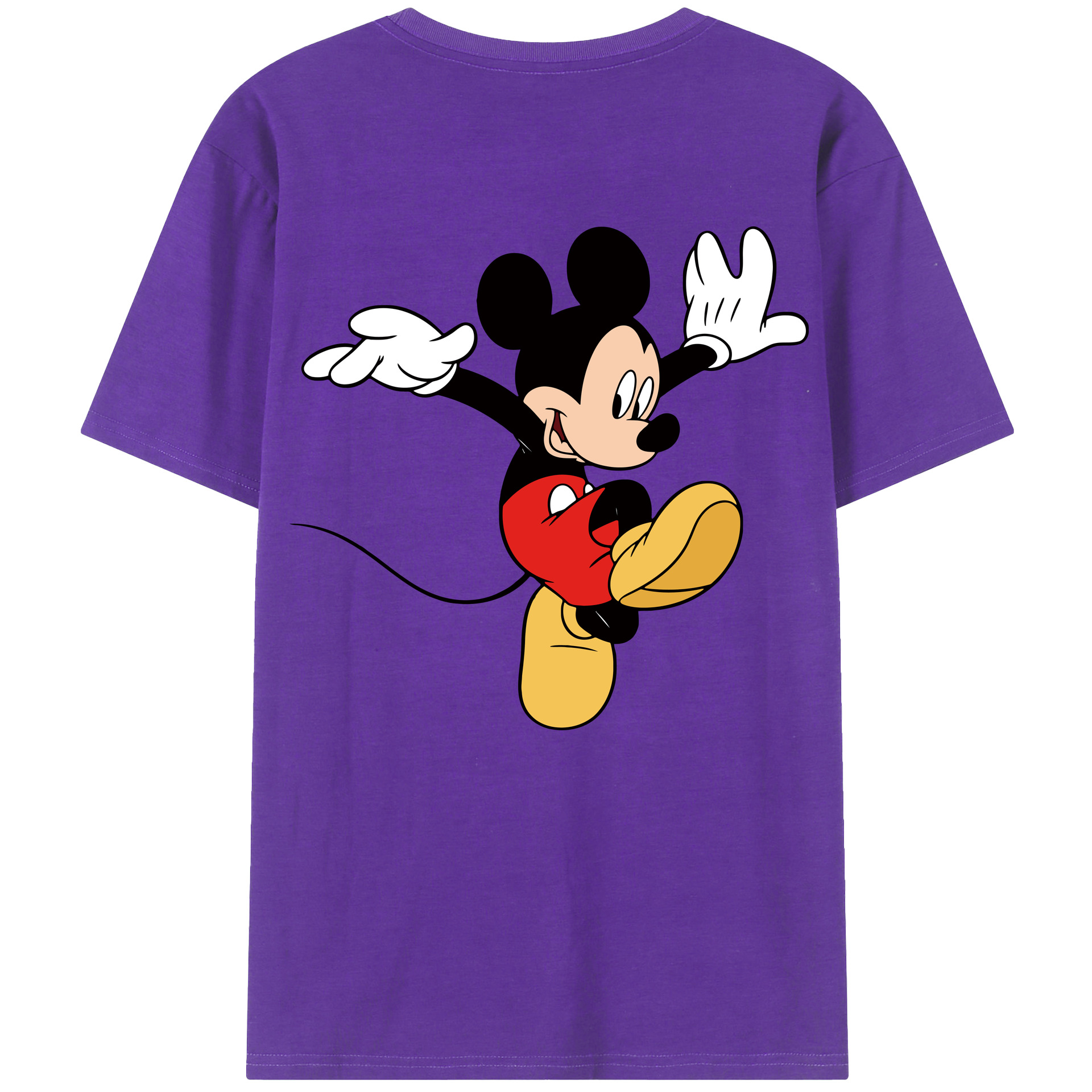 ミッキーマウス Mickey Mouse 綿100％ メンズ半袖Tシャツ（バックプリント） 通気性