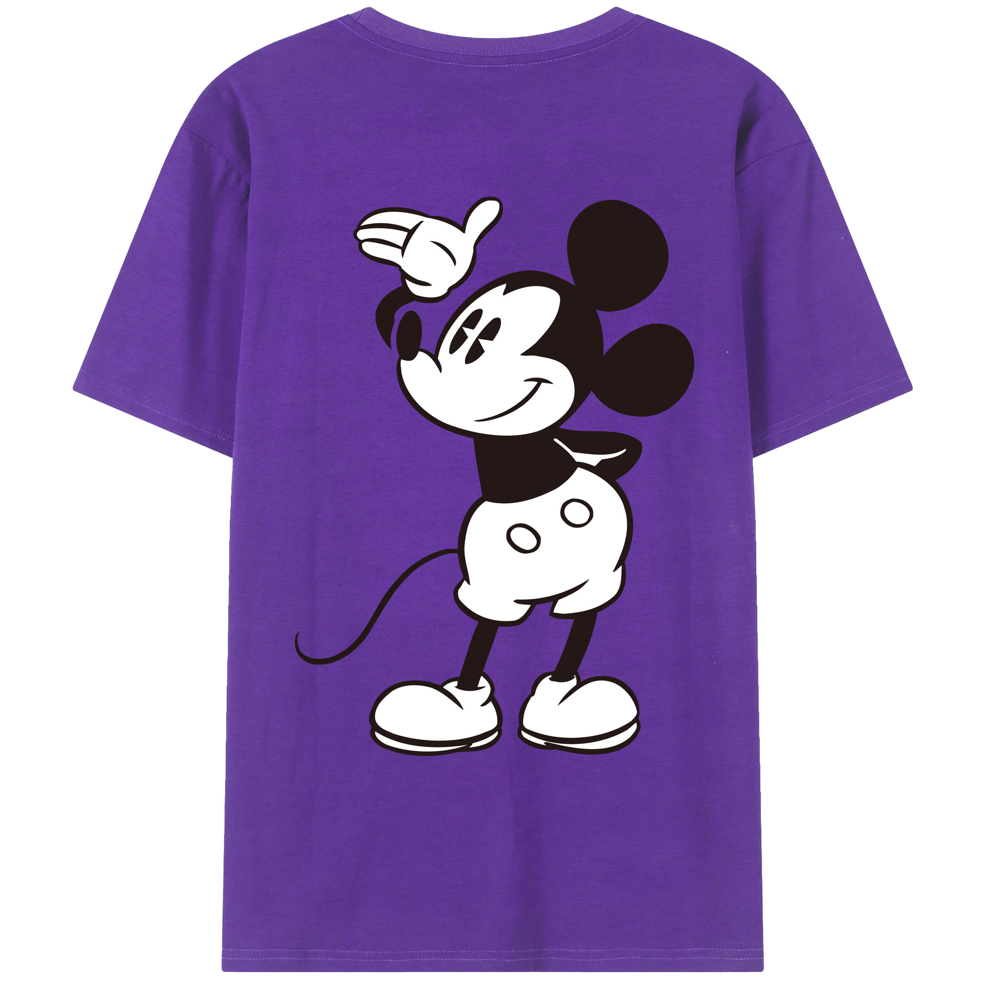 ミッキーマウス Mickey Mouse 綿100％ メンズ半袖Tシャツ（バックプリント） 通気性