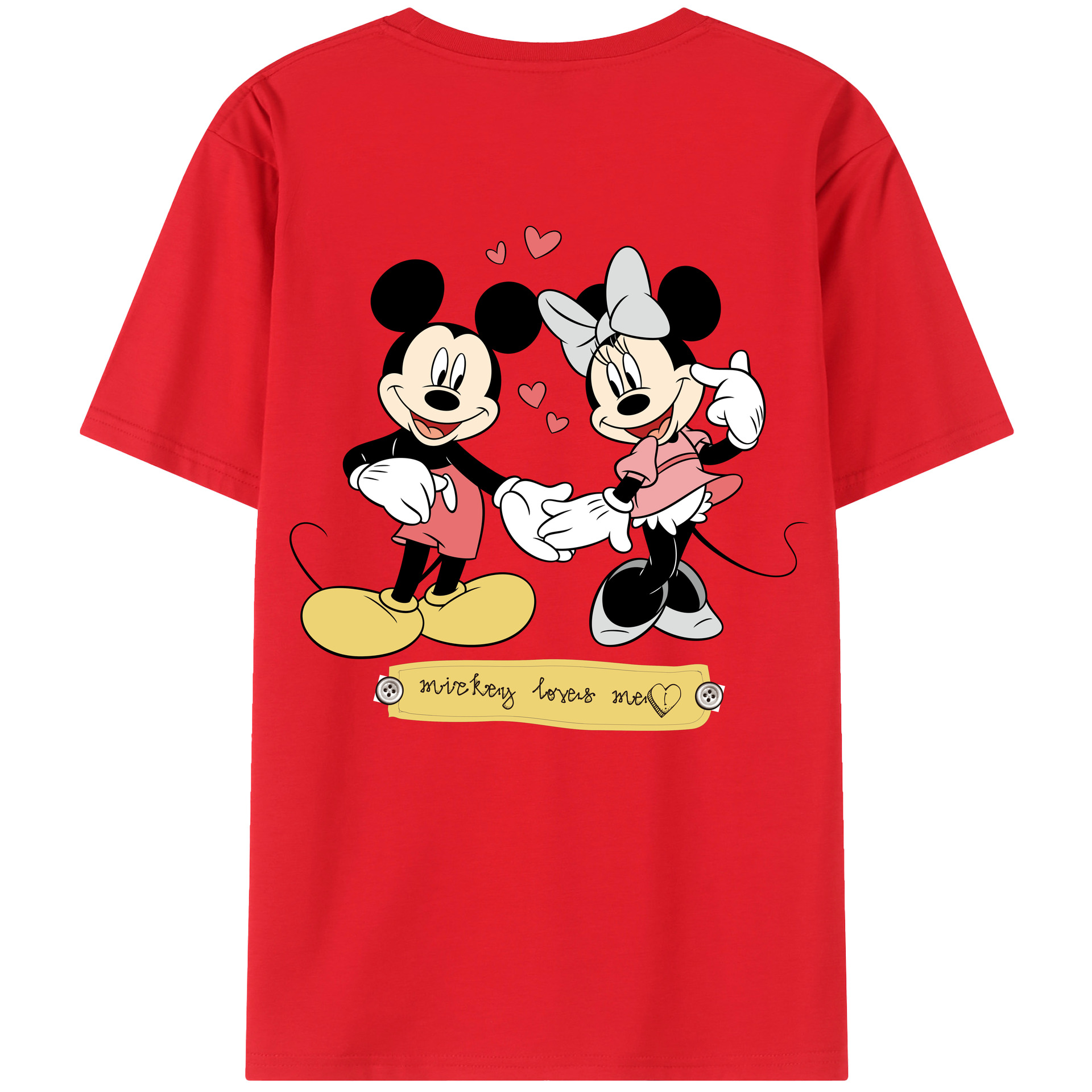 ミッキーマウス Mickey Mouse 綿100％ メンズ半袖Tシャツ（バックプリント） 通気性