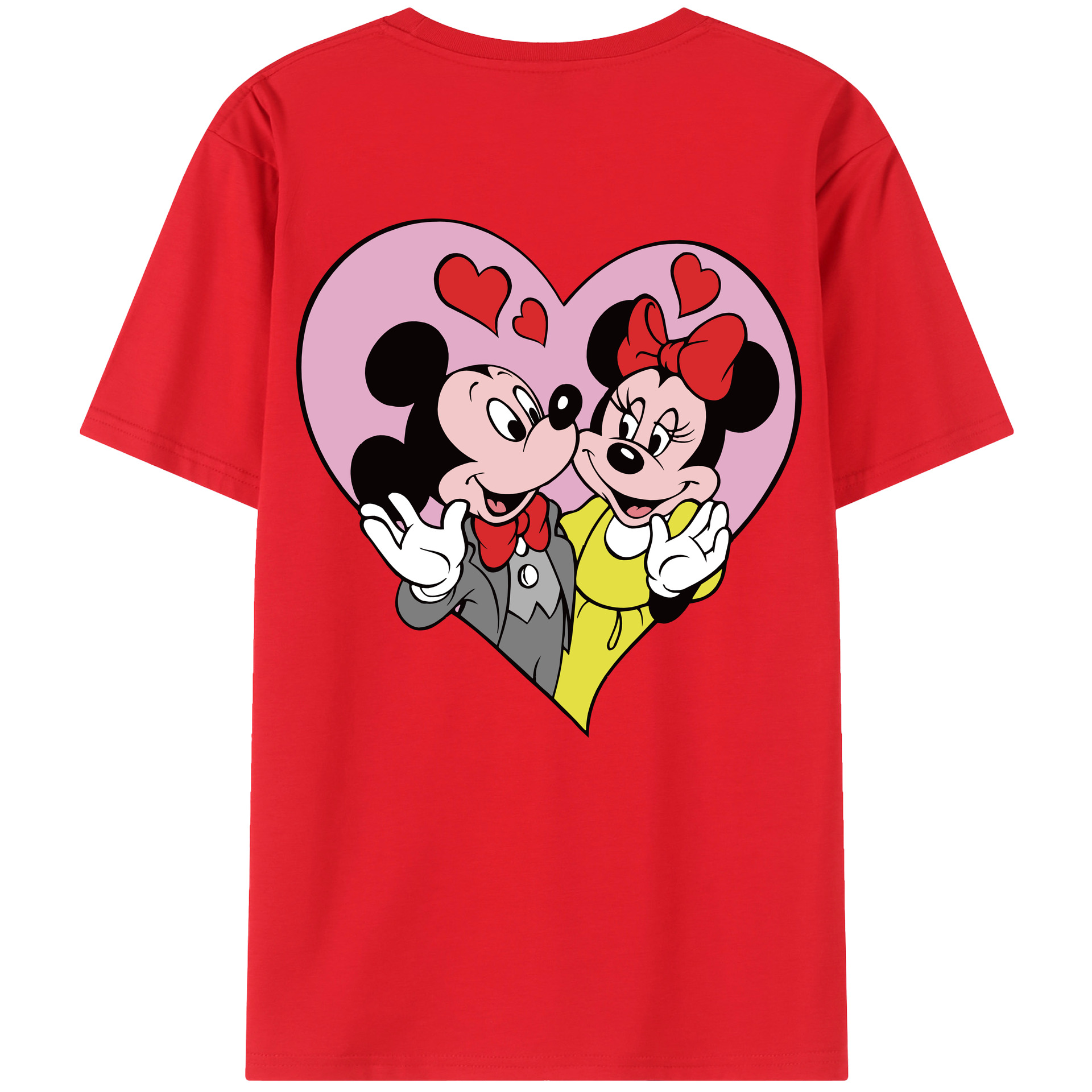 ミッキーマウス Mickey Mouse 綿100％ メンズ半袖Tシャツ（バックプリント） 通気性