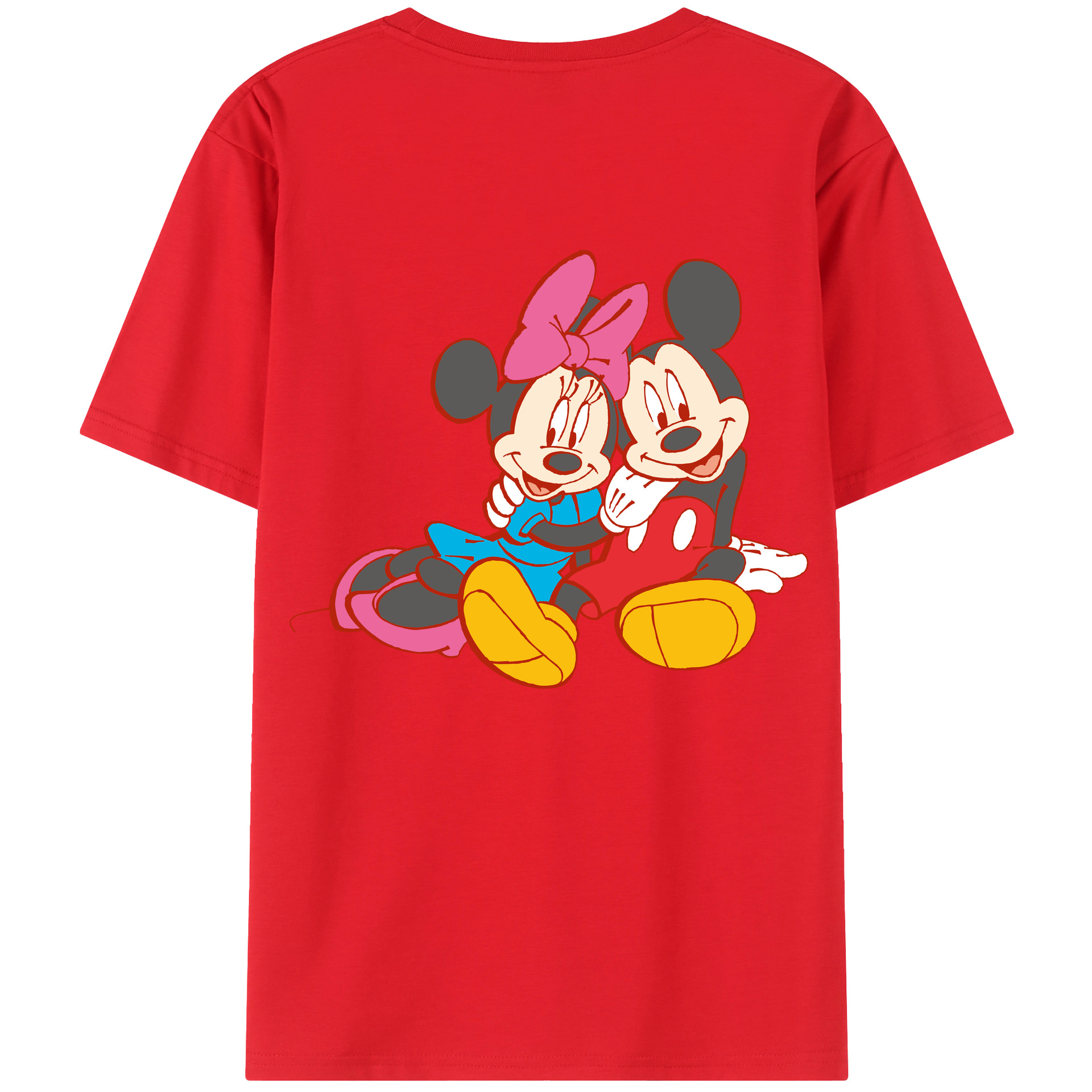 ミッキーマウス Mickey Mouse 綿100％ メンズ半袖Tシャツ（バックプリント） 通気性