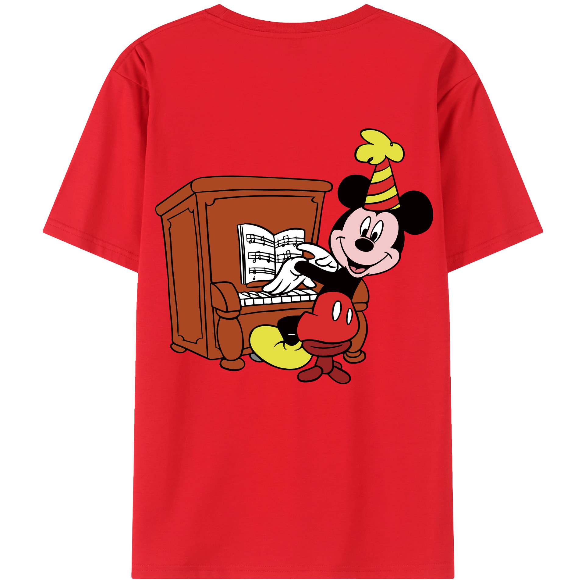 ミッキーマウス Mickey Mouse 綿100％ メンズ半袖Tシャツ（バックプリント） 通気性