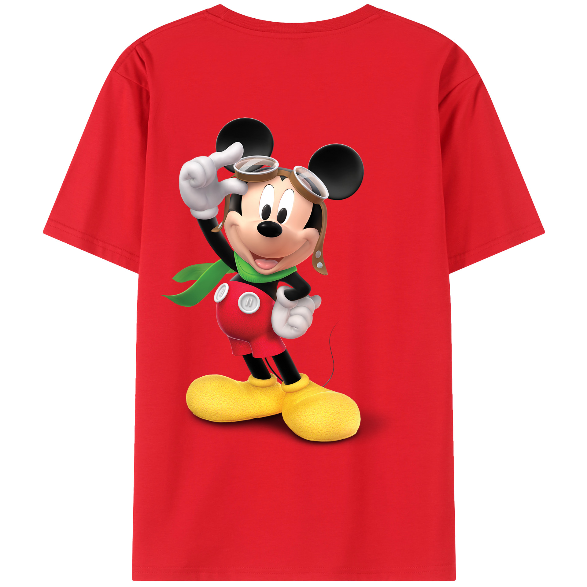 ミッキーマウス Mickey Mouse 綿100％ メンズ半袖Tシャツ（バックプリント） 通気性