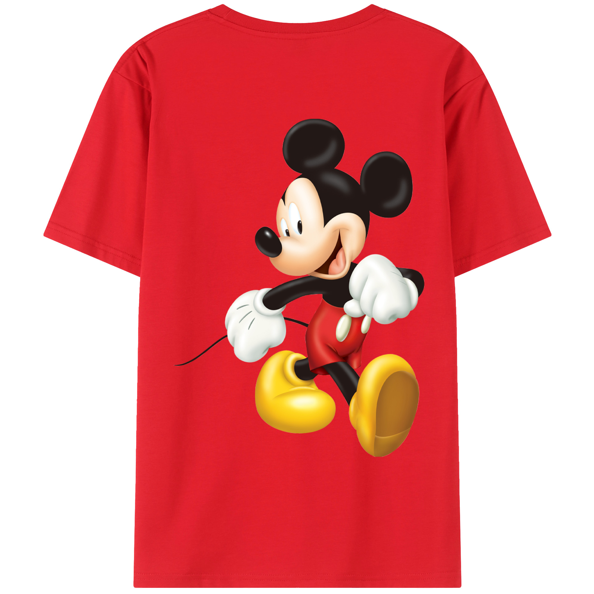ミッキーマウス Mickey Mouse 綿100％ メンズ半袖Tシャツ（バックプリント） 通気性