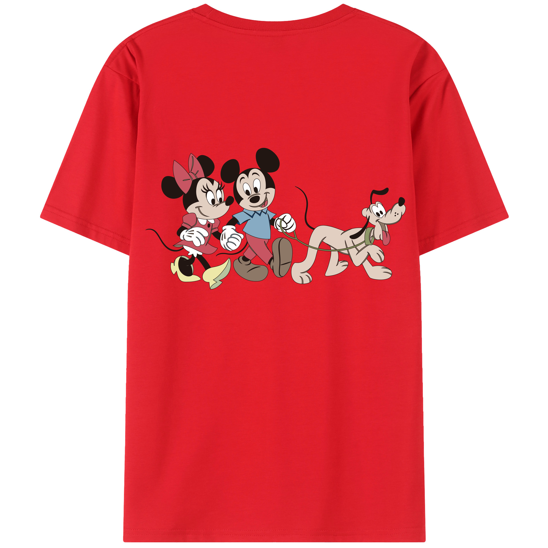 ミッキーマウス Mickey Mouse 綿100％ メンズ半袖Tシャツ（バックプリント） 通気性