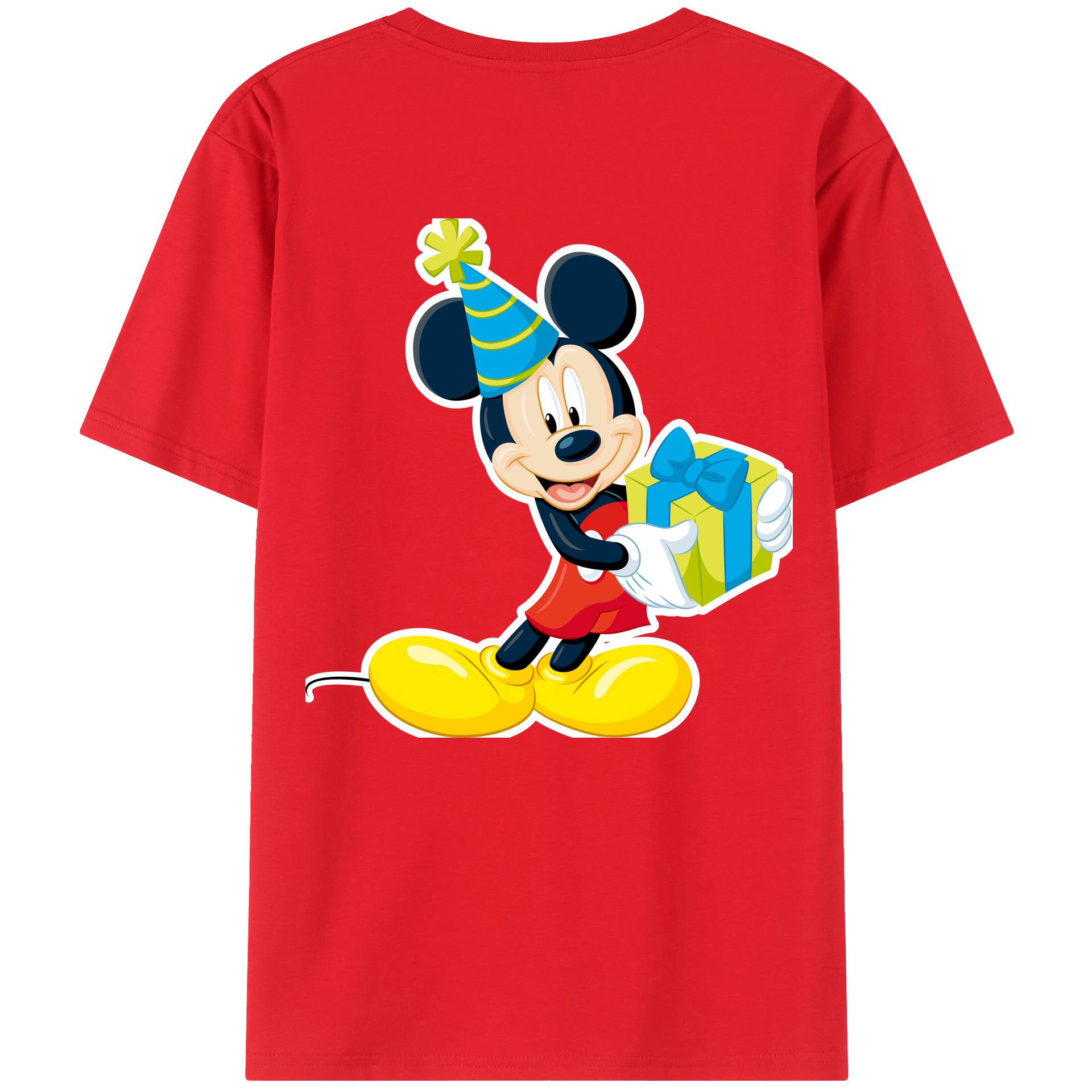 ミッキーマウス Mickey Mouse 綿100％ メンズ半袖Tシャツ（バックプリント） 通気性