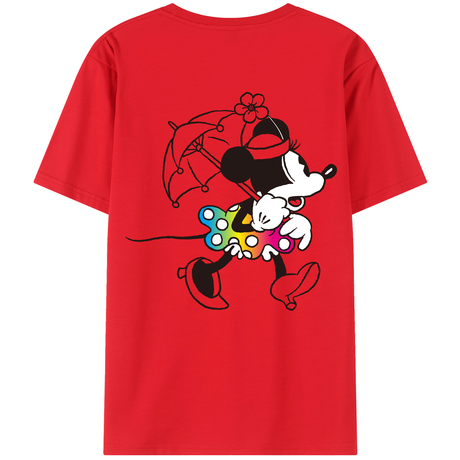 ミッキーマウス Mickey Mouse 綿100％ メンズ半袖Tシャツ（バックプリント） 通気性
