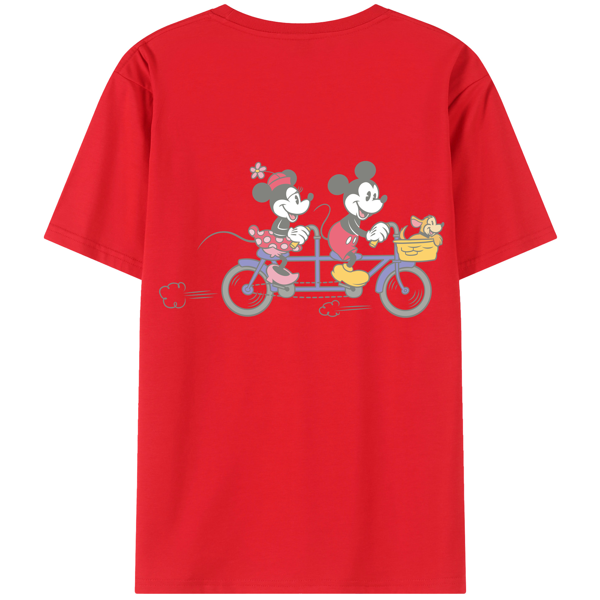 （画像用） ミッキーマウス Mickey Mouse 綿100％ メンズ半袖Tシャツ（バックプリント） 通気性