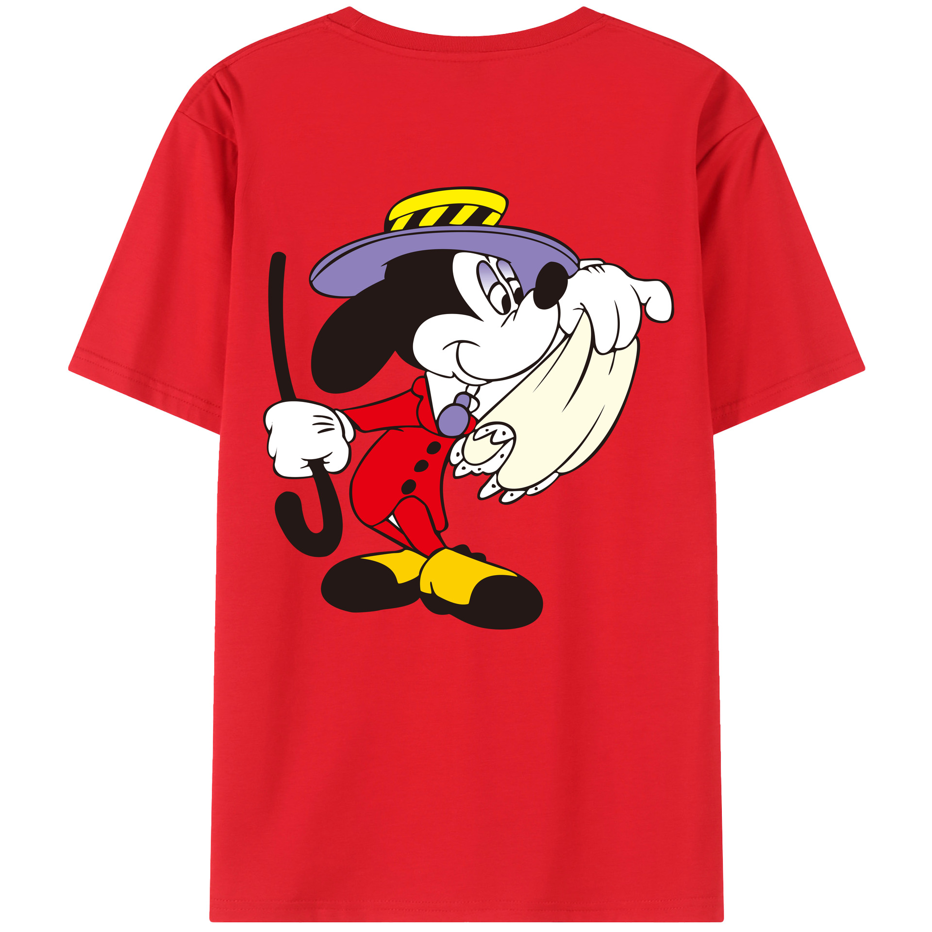 ミッキーマウス Mickey Mouse 綿100％ メンズ半袖Tシャツ（バックプリント） 通気性