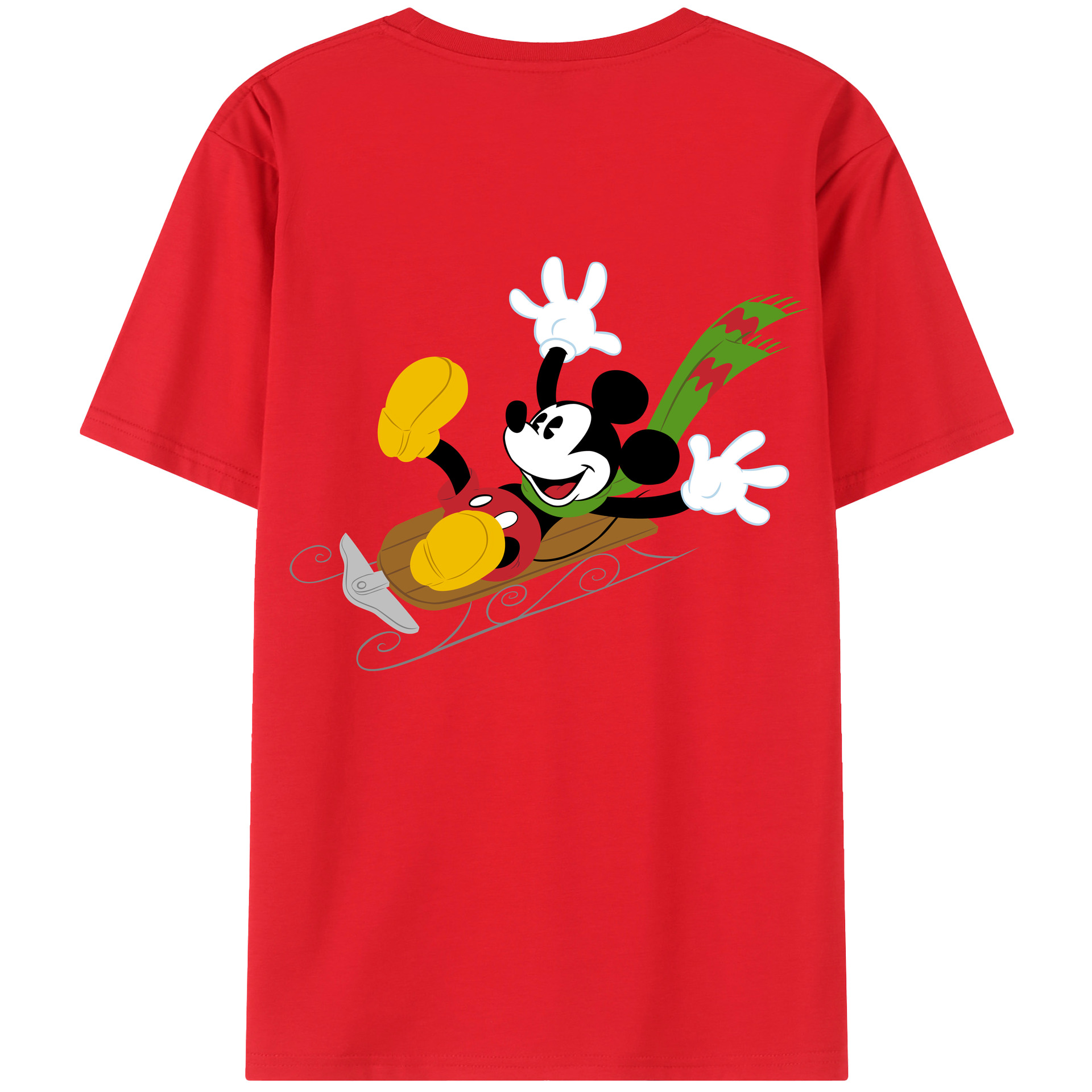 ミッキーマウス Mickey Mouse 綿100％ メンズ半袖Tシャツ（バックプリント） 通気性